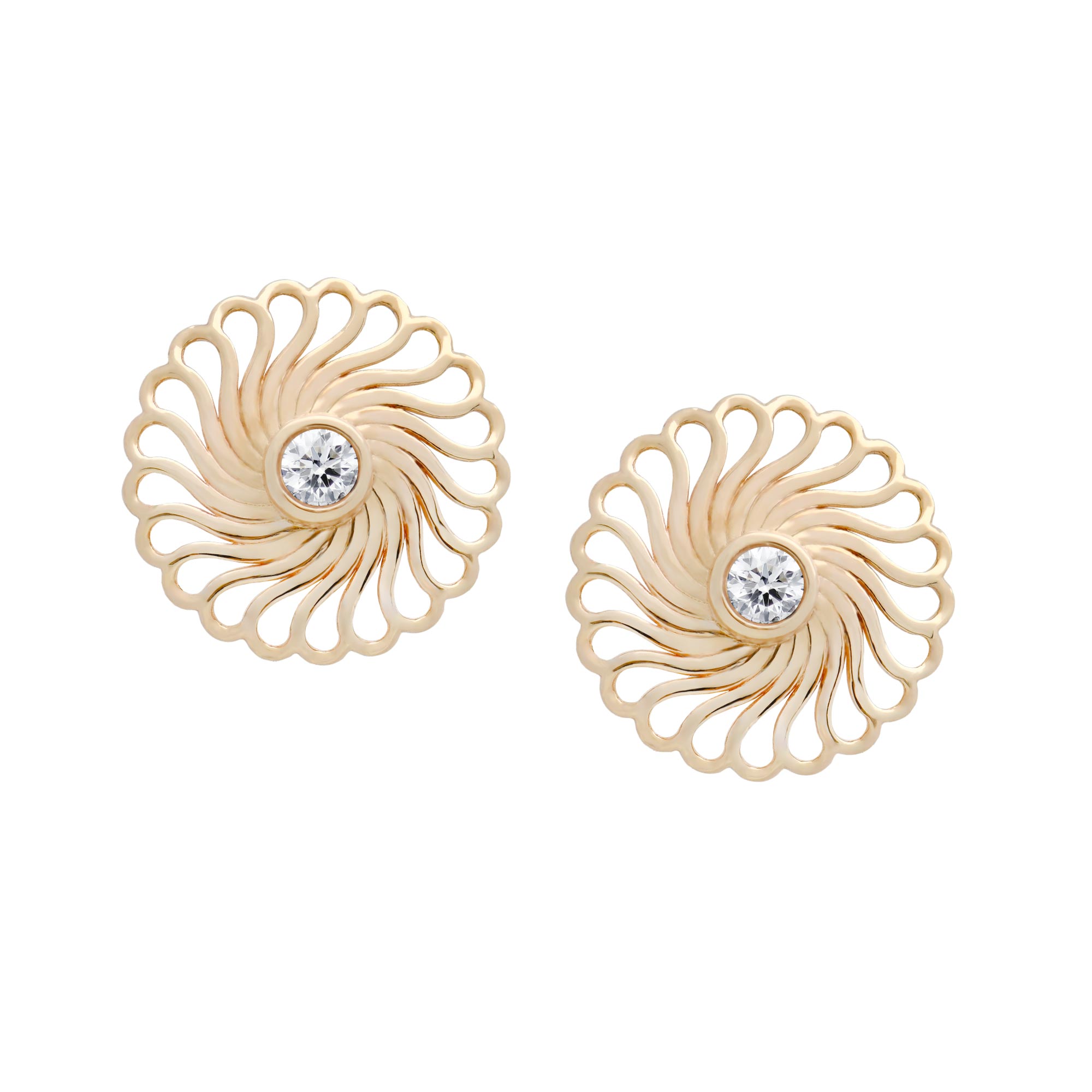 Facing East Garden Spiral Diamond Earrings