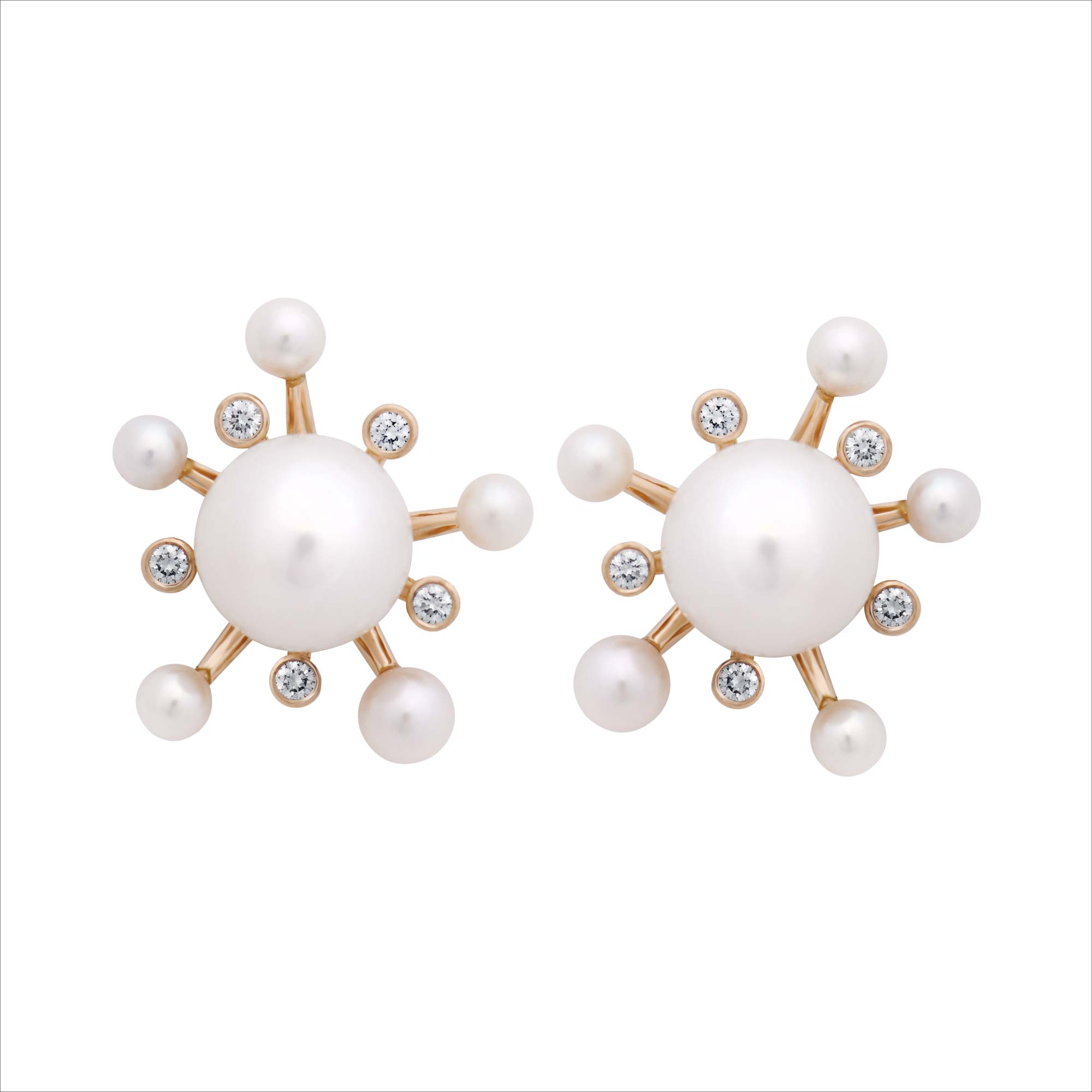 Fireworks Bombshell Pearl And Diamond Stud Earrings