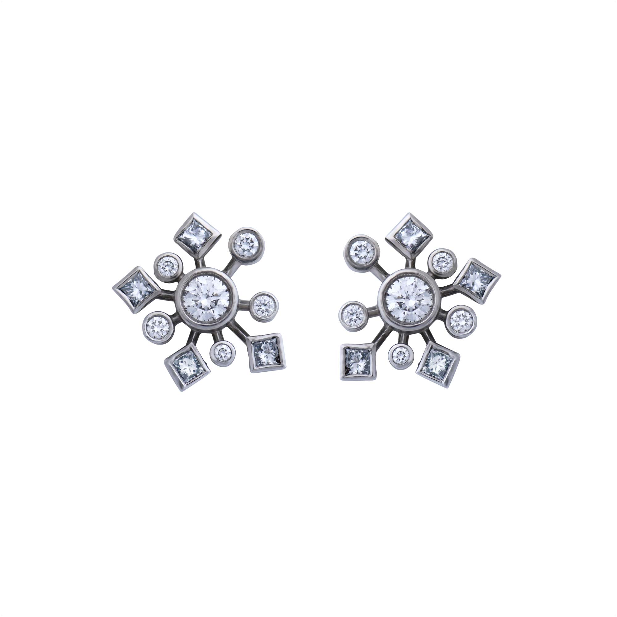 Fireworks Crossette Diamond Stud Earrings