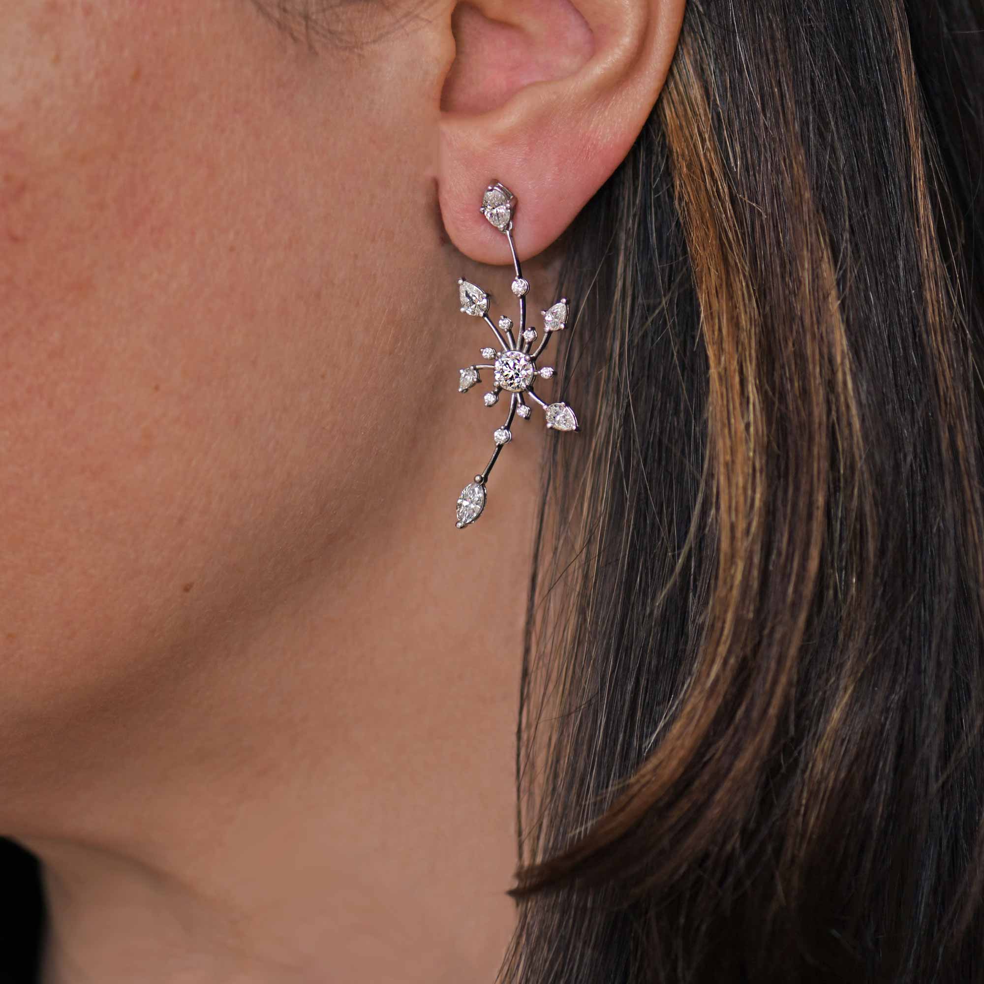 Fireworks Falling Stars Diamond Drop Earrings