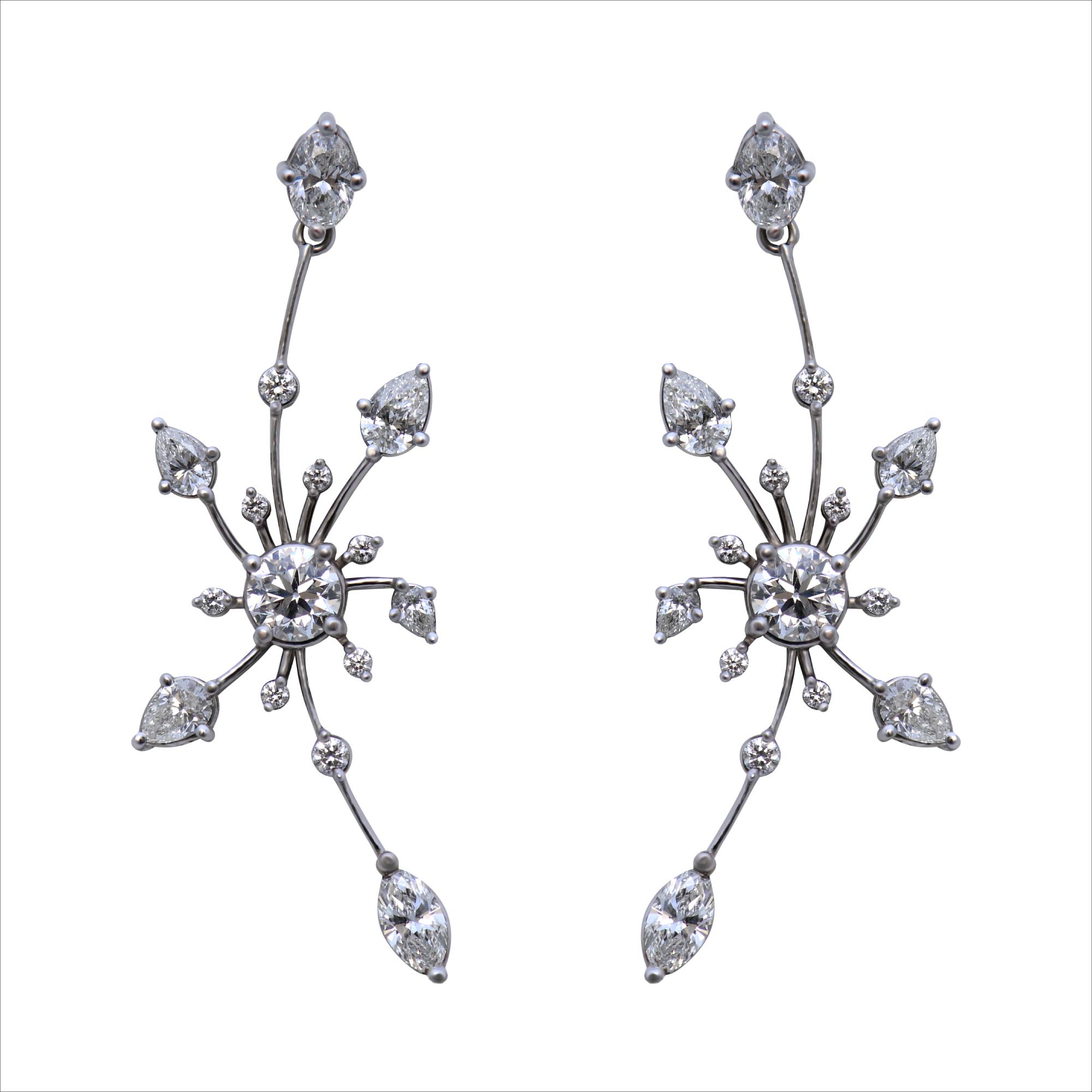 Fireworks Falling Stars Diamond Drop Earrings