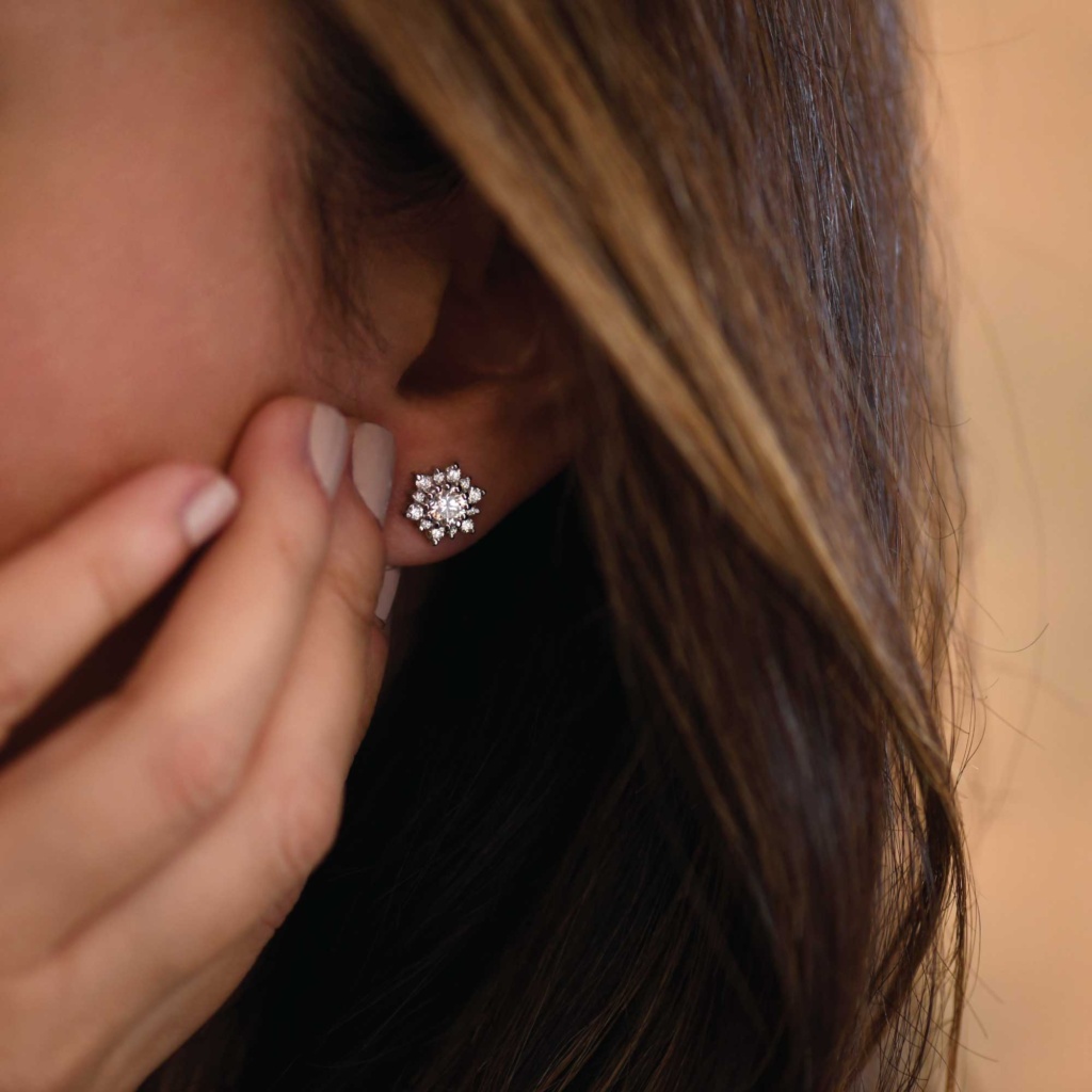 Snowflakes Snowball Diamond Earrings