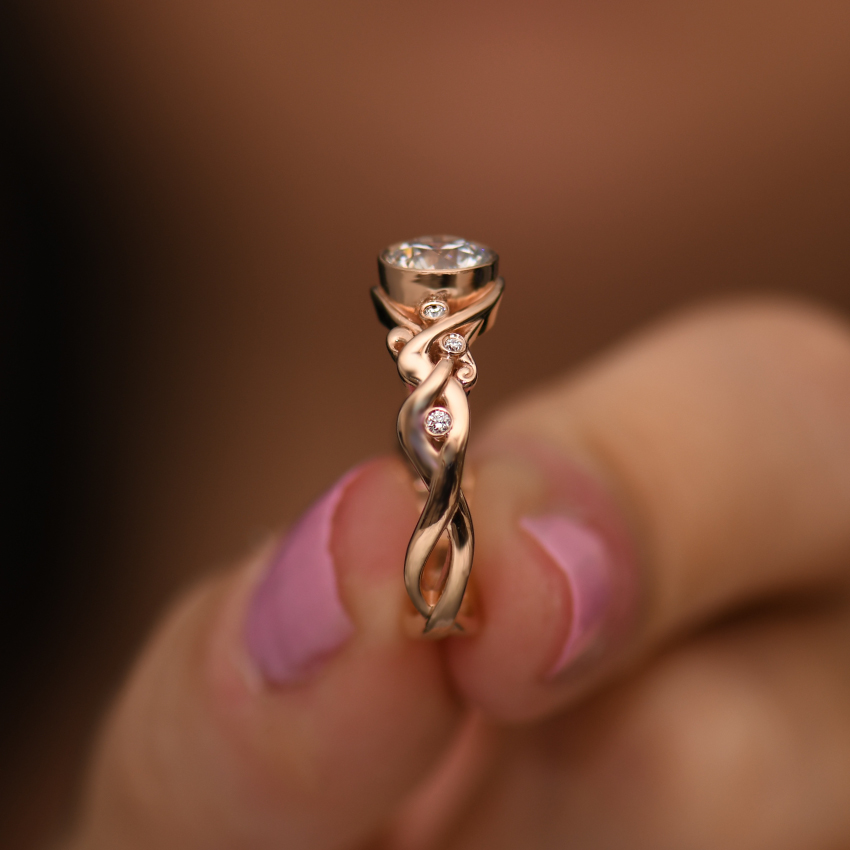 Rose Gold Diamond Tendril Engagement Ring