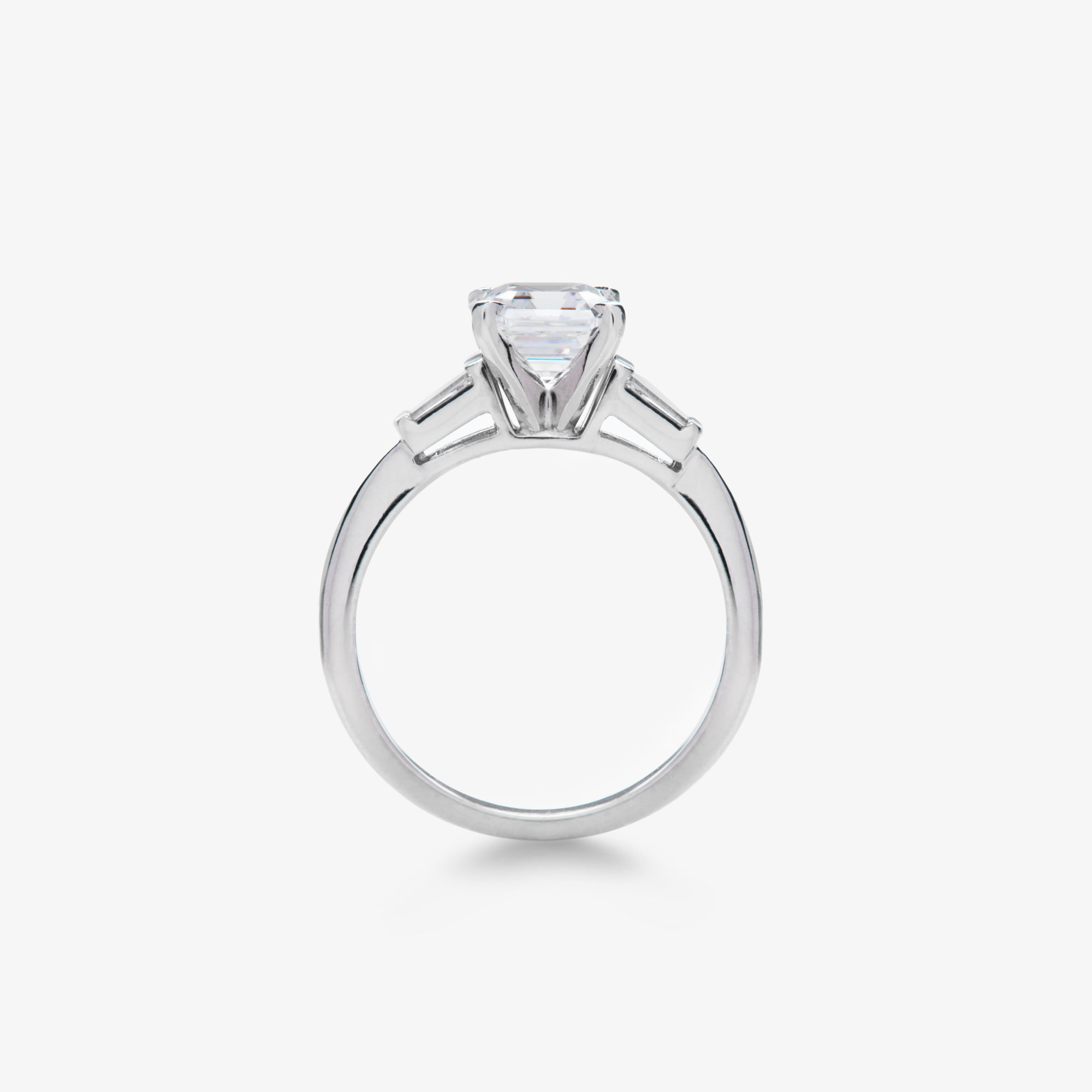 asscher cut tapered baguette diamond engagement ring alt view