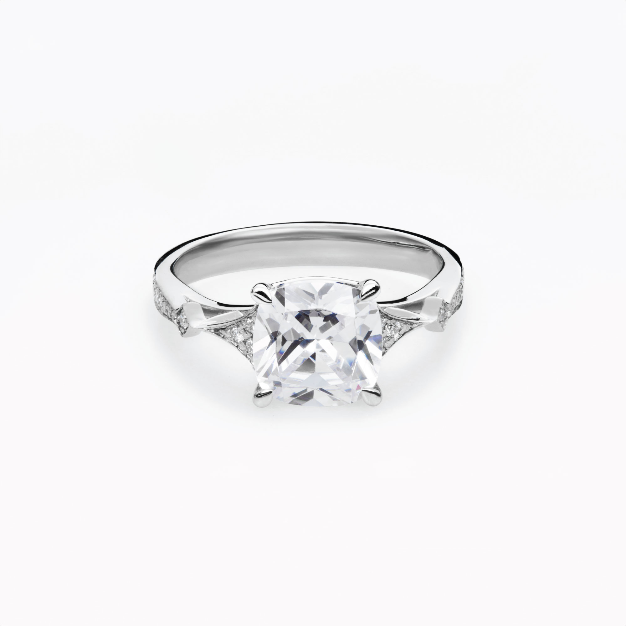 cushion cut diamond engagement ring with diamond accents