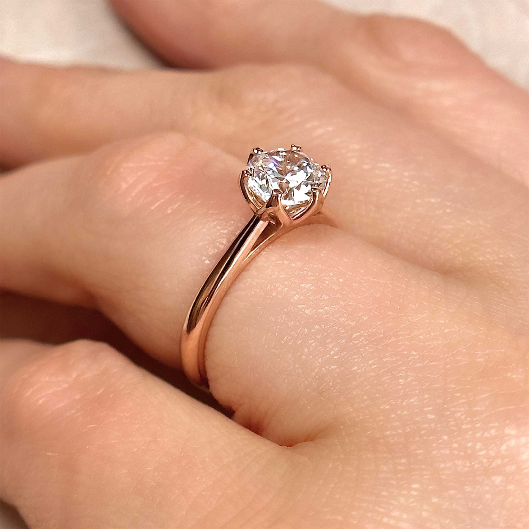 Prong Setting Engagement Tiffany Ring Style Lab Grown Pave Prong