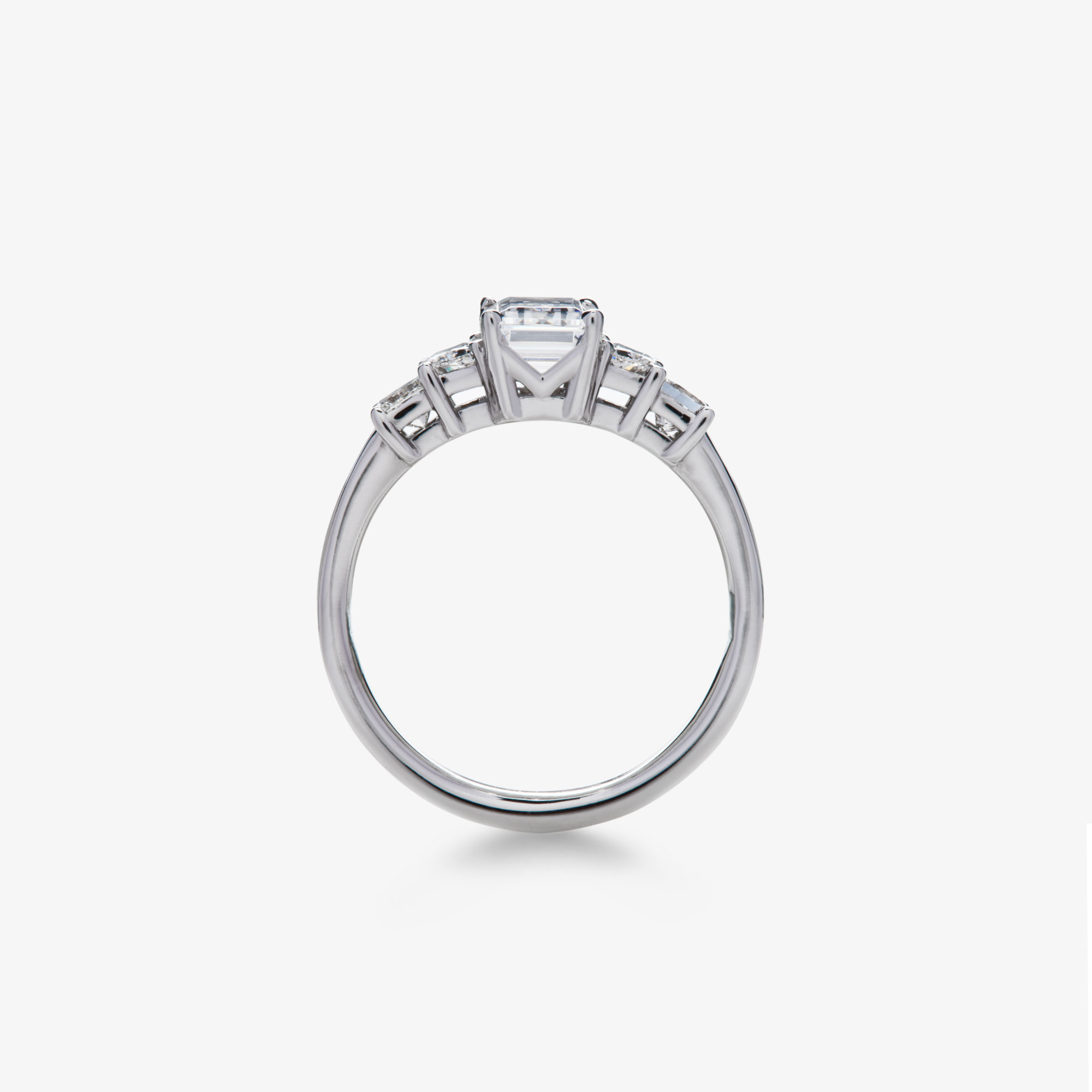 Emerald Cut Brilliant Trapezoid and Princess Cut Diamond Engagement Ring