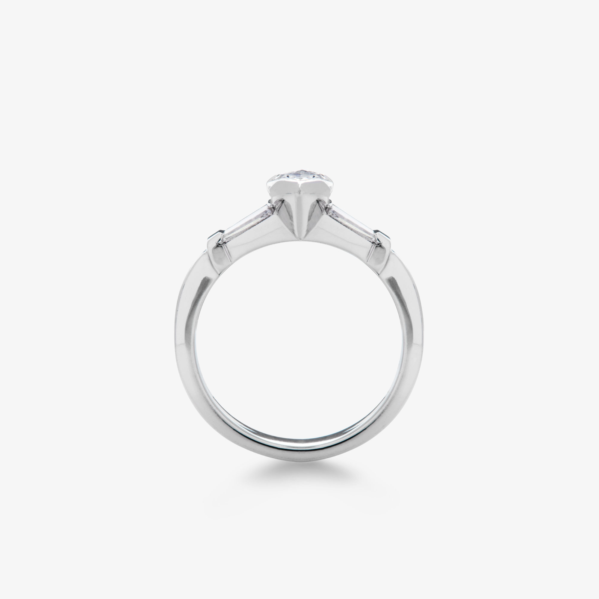 marquise and double baguette diamond engagement ring alt view