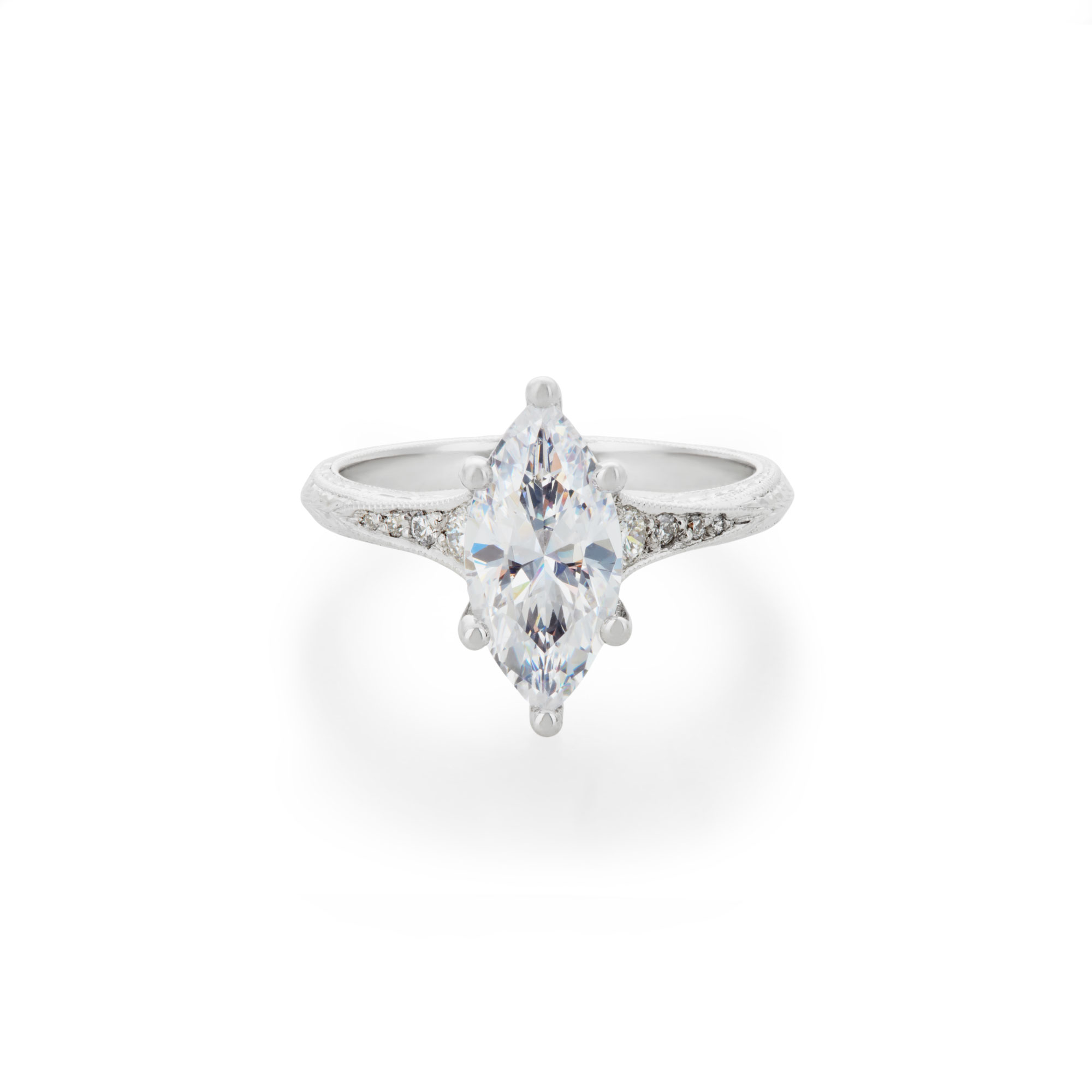 marquise diamond engagement ring with pave diamond accents