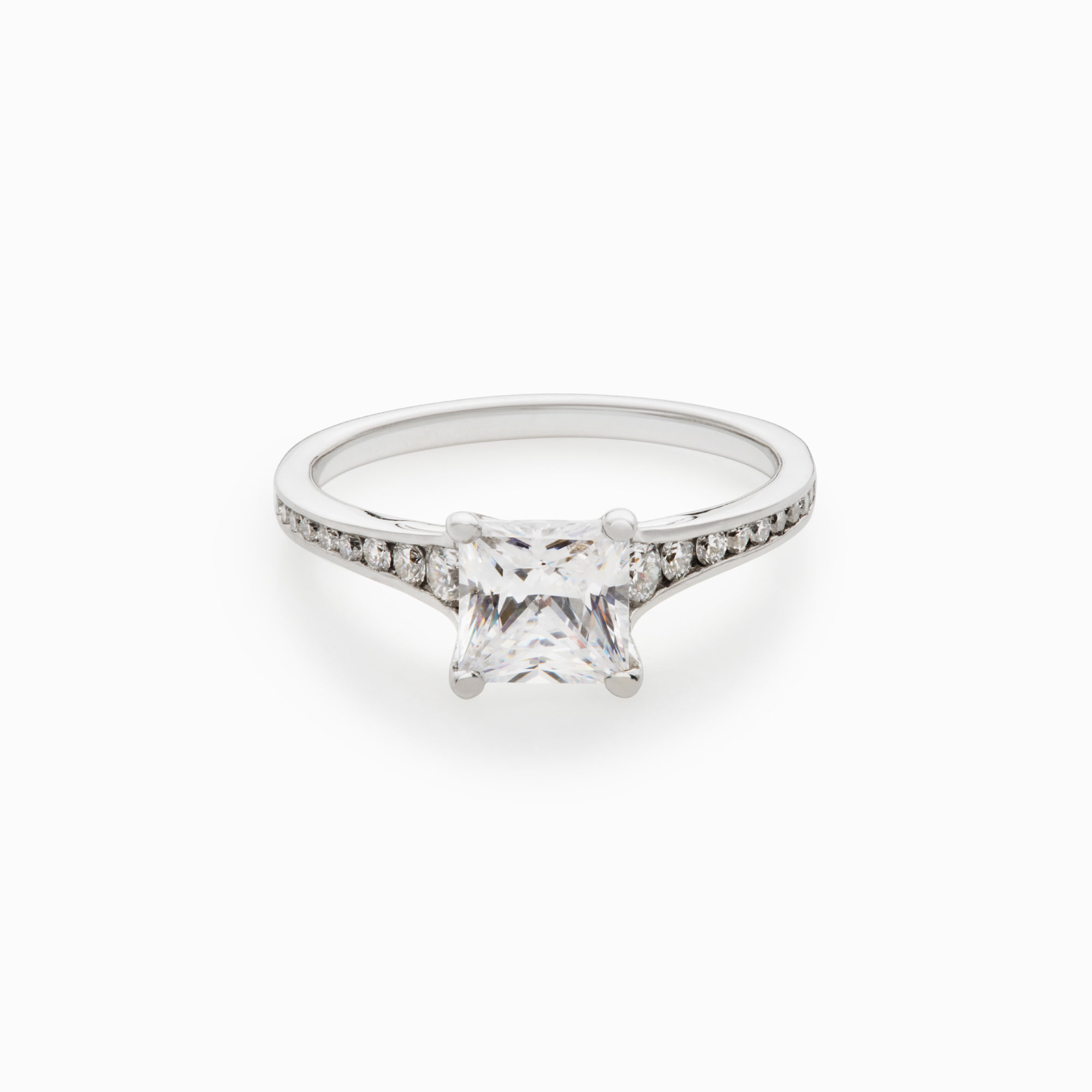 princess cut diamond engagement ring with channel accents