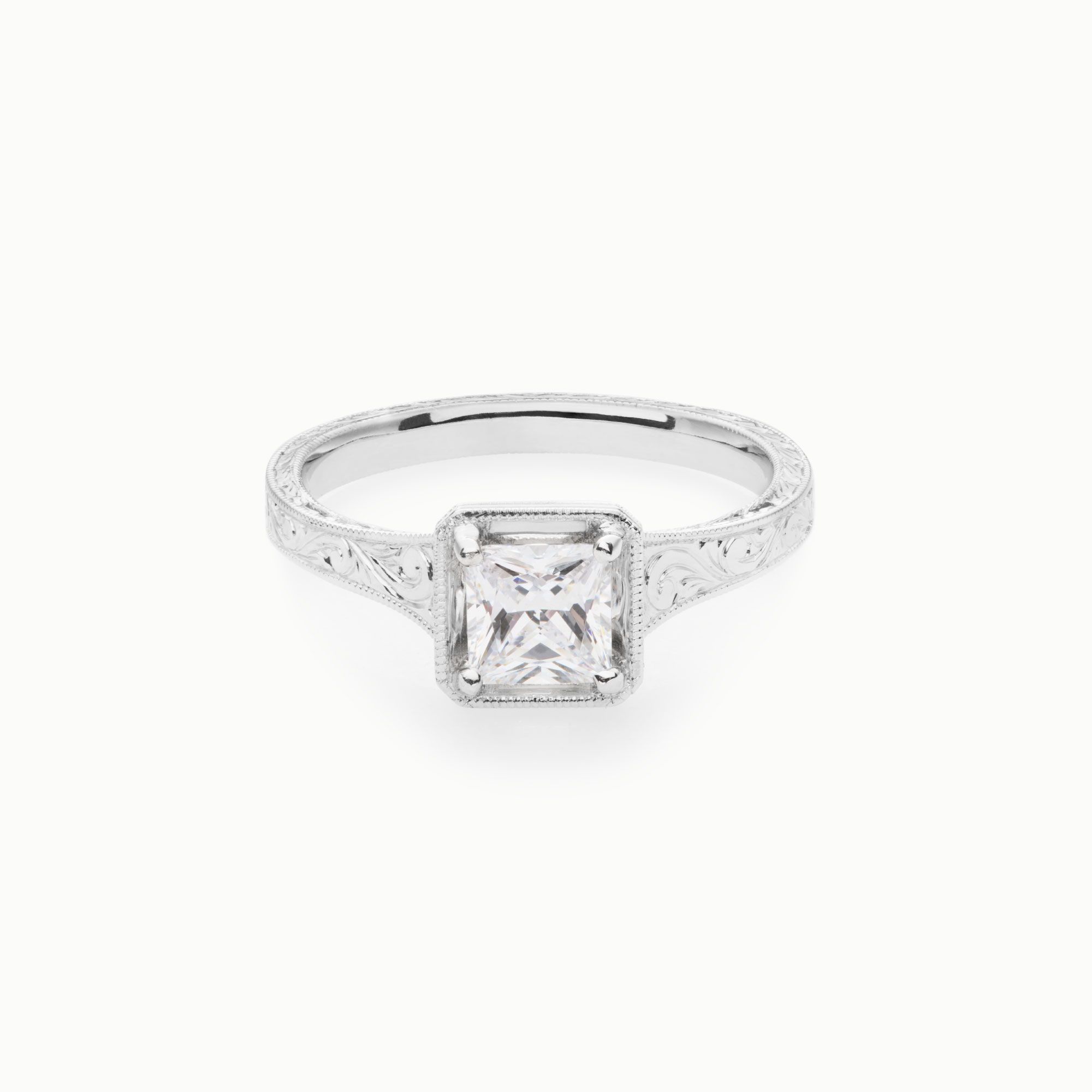 princess cut vintage style diamond engagement ring