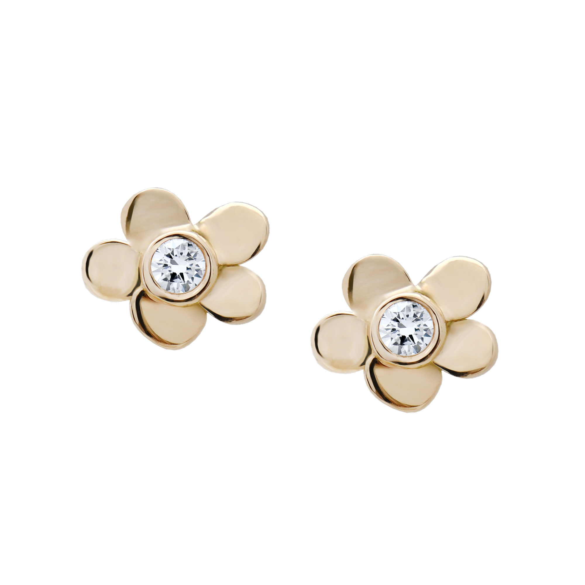 EC Diamond Petite Fleur Spring Blossom Earrings Yellow Gold