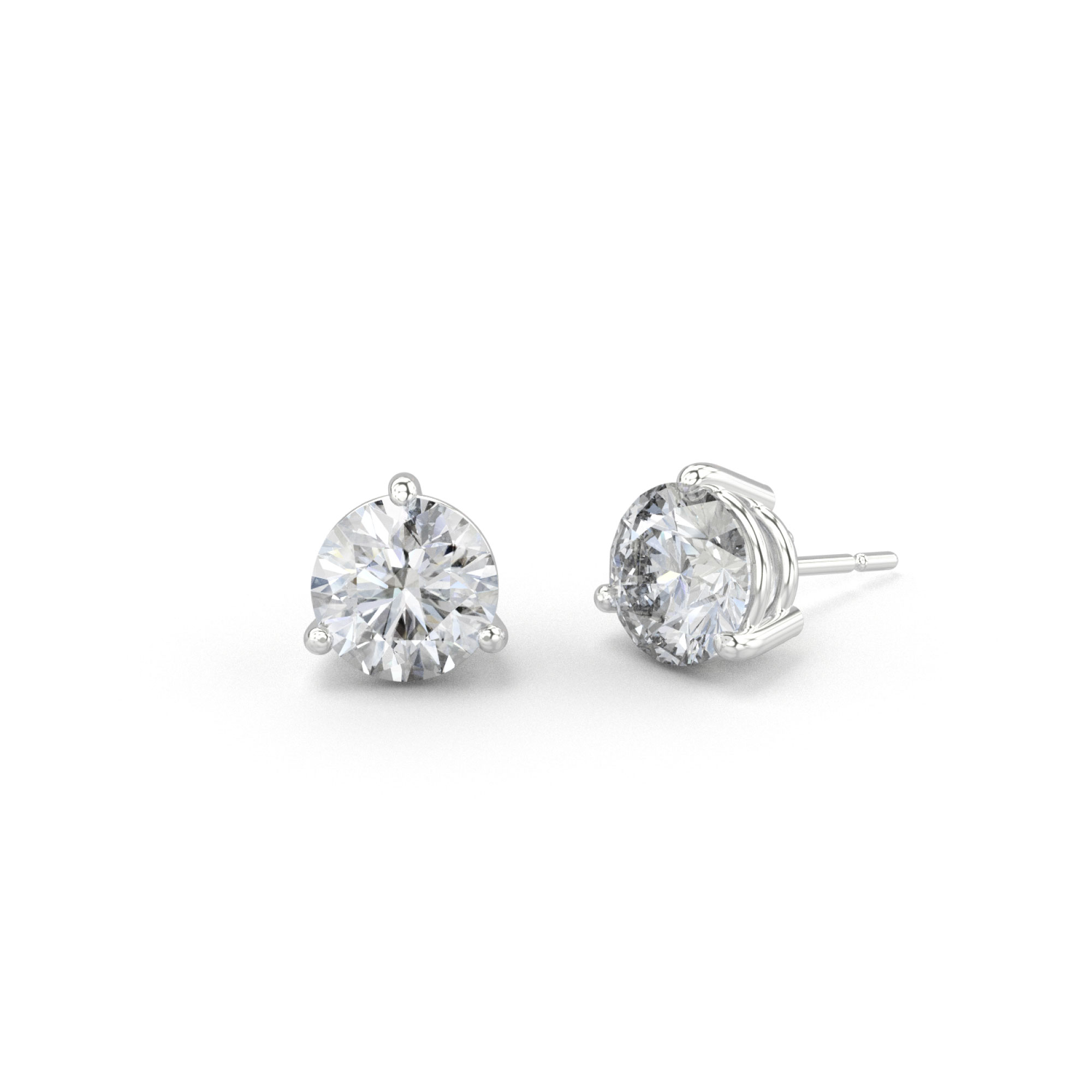 Little Diamond 3 Prong White Gold Studs