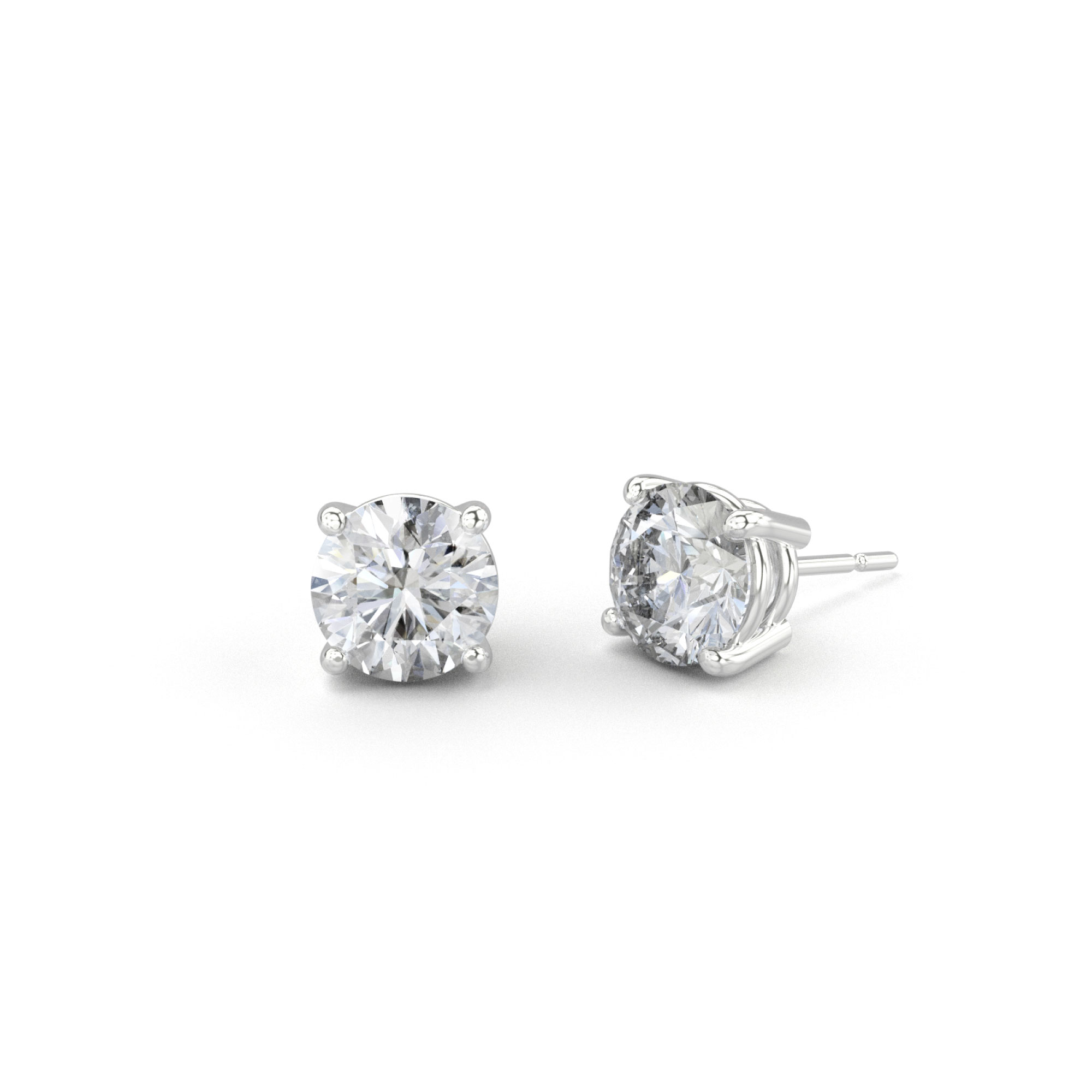 4 Prong White Gold Studs