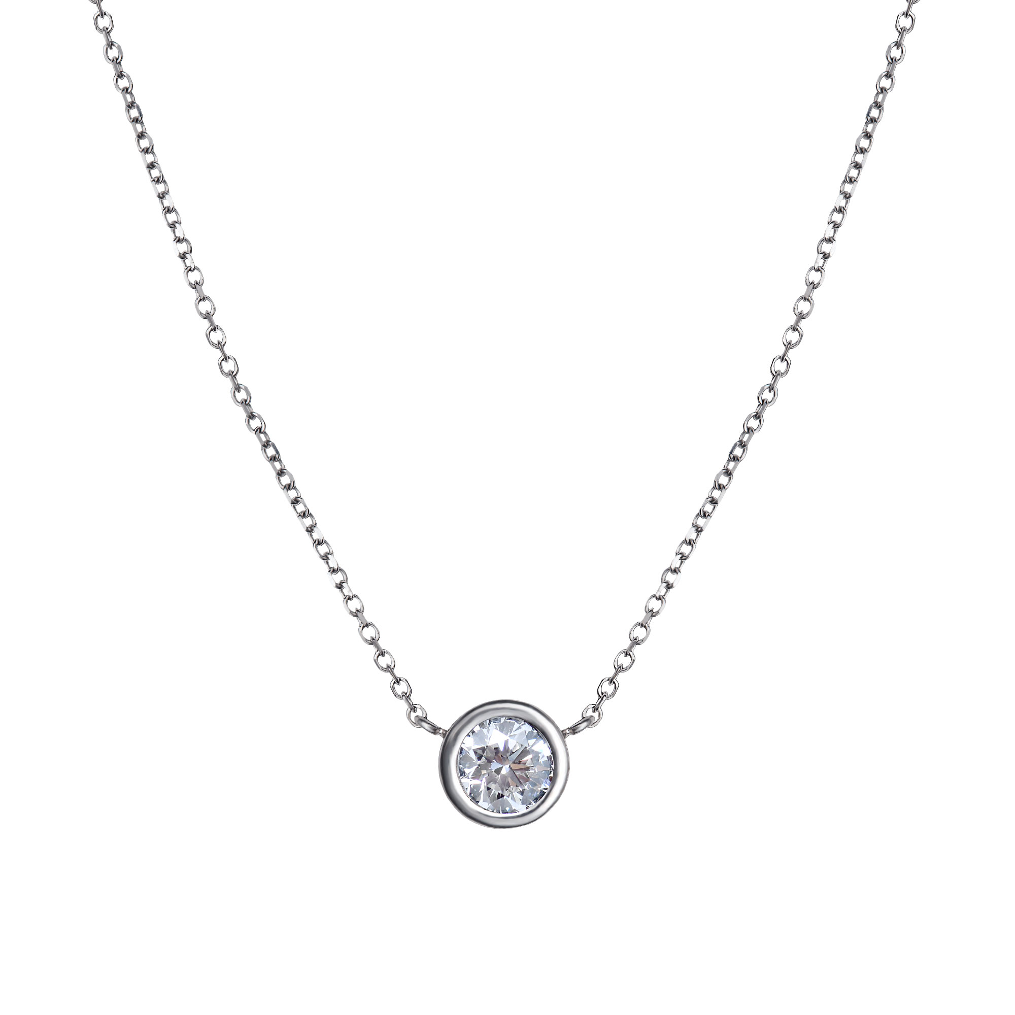 Moderne Bezel Diamond Solitaire Necklace