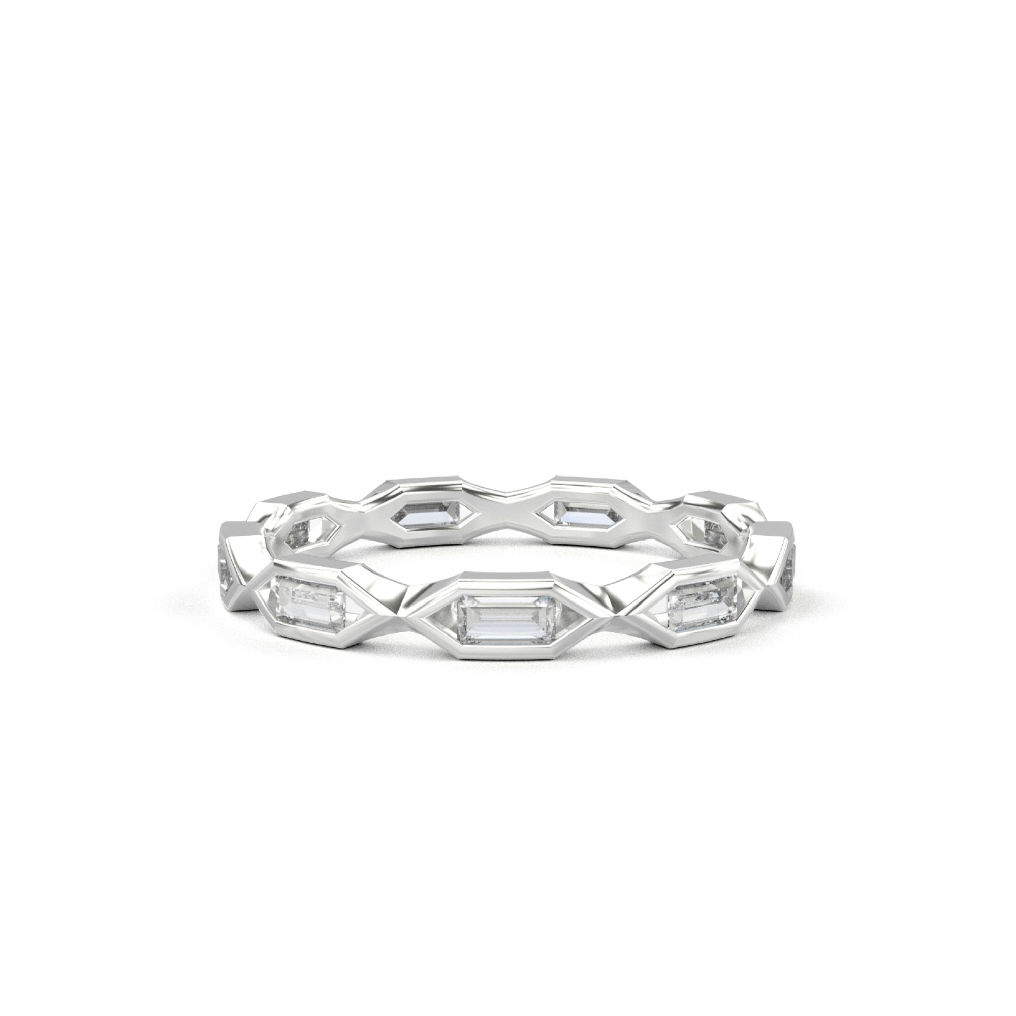 Baguette Diamond Station Band White Gold