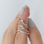 Wedding Rings Stacked on Finger