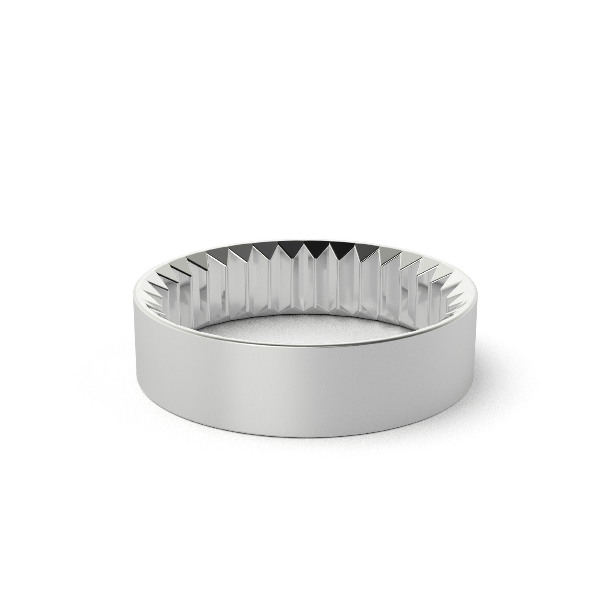 Hidden Gear Mens Wedding Band White Gold