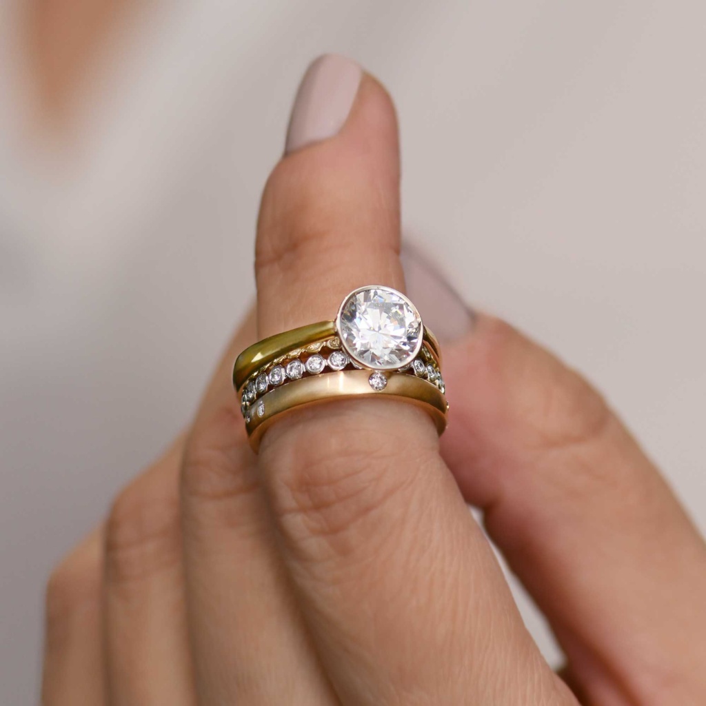 Diamond Solitaire Yellow Gold Stackable Diamond Rings