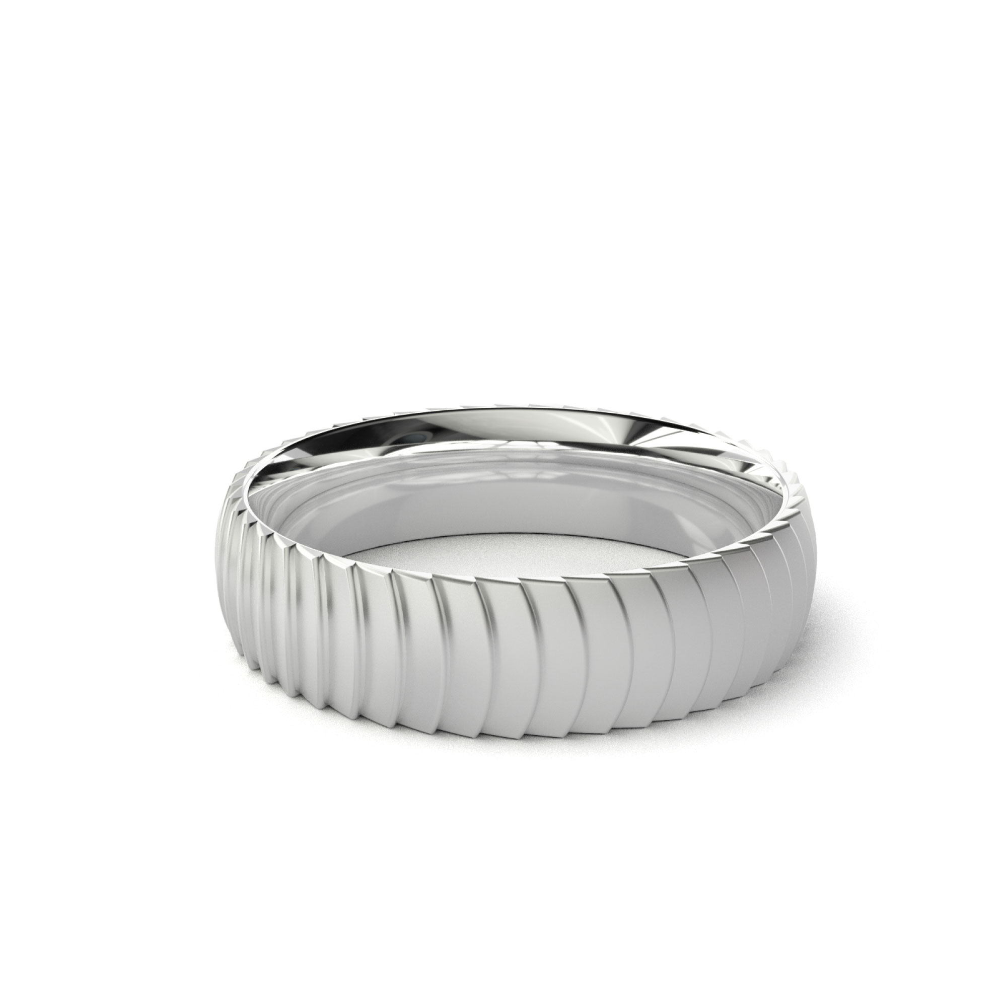 Ripples Texture Mens Wedding Band White Gold