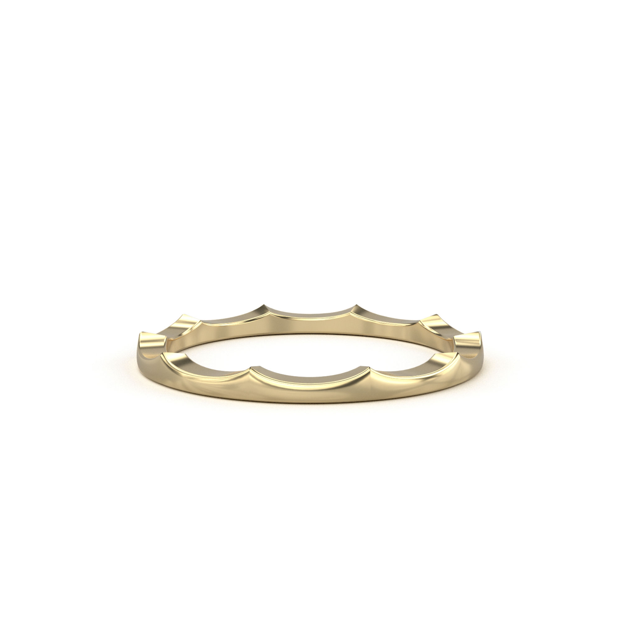 Scalloped Top Band Yellow Gold