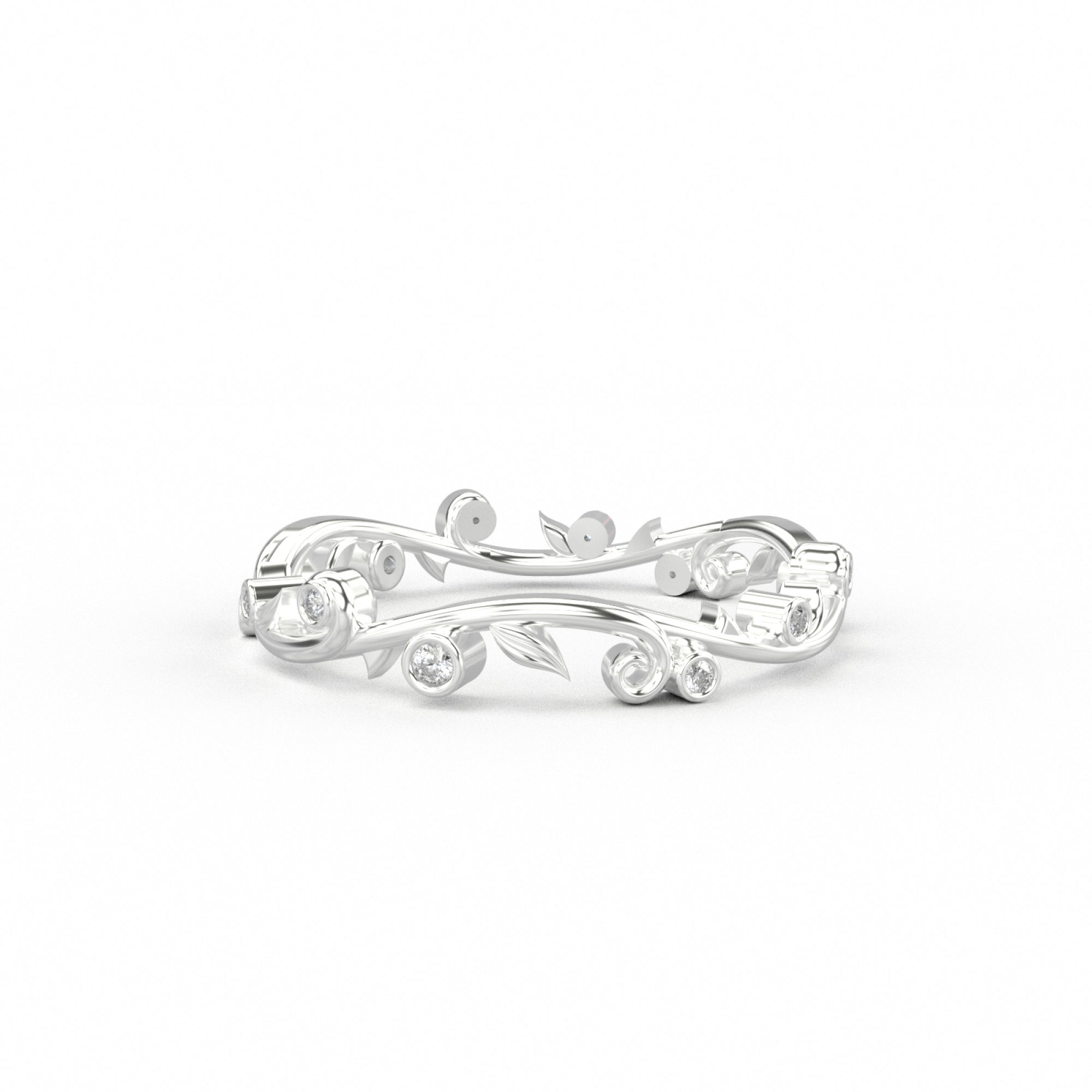 Secret Garden Delicate Leaf and Vine Band White Gold