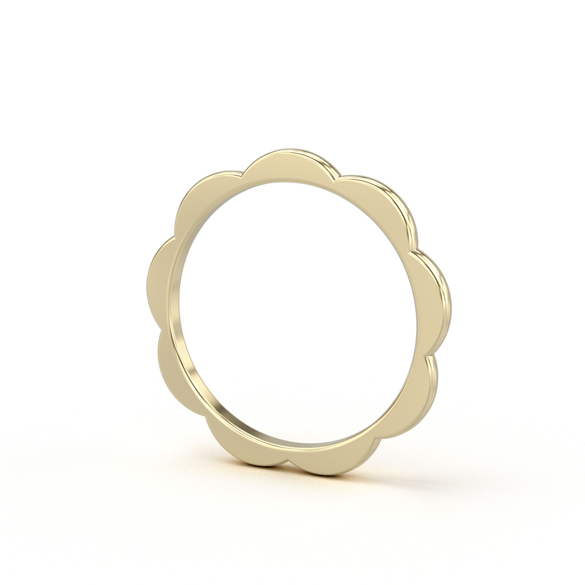 Soft Petal Profile Band Yellow Gold