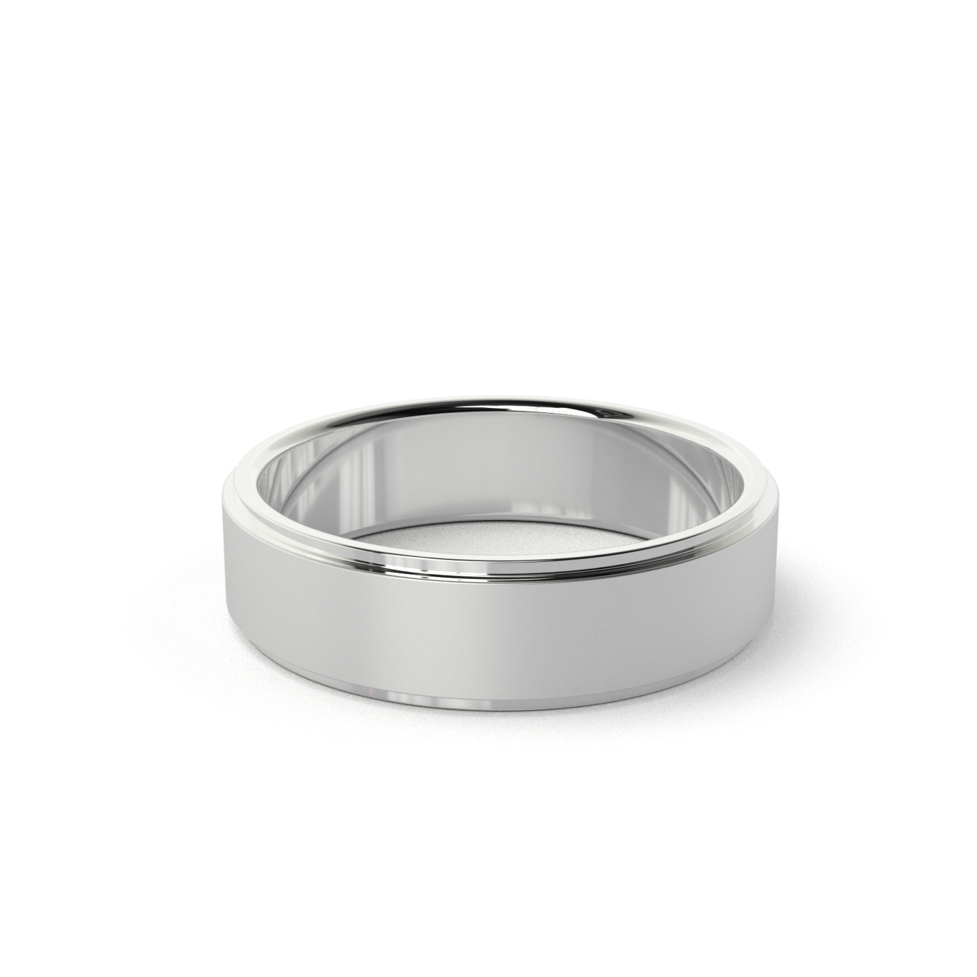 Stepped Edges Mens White Gold Wedding Band