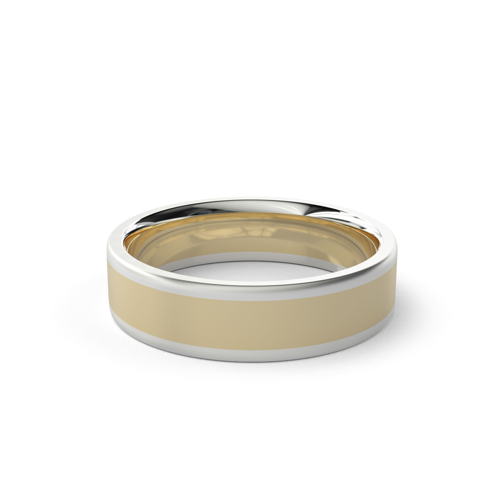 Two Tone Men Yellow Gold Wedding Band