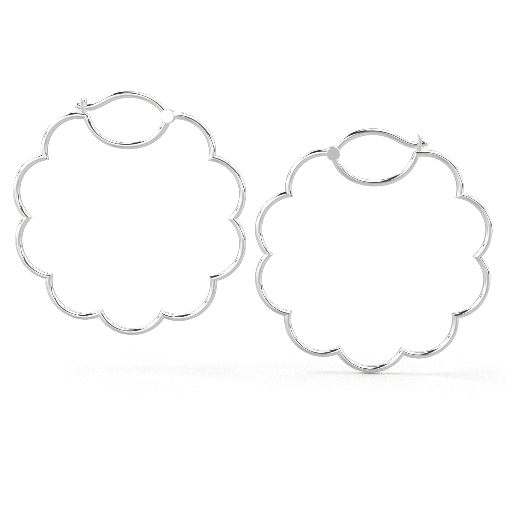Flower Cloud Hoop Earrings White Gold