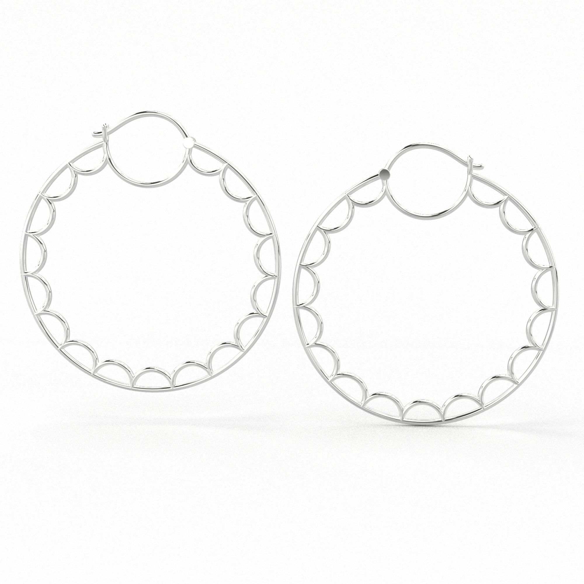 Inside Petal Hoop Earrings White Gold