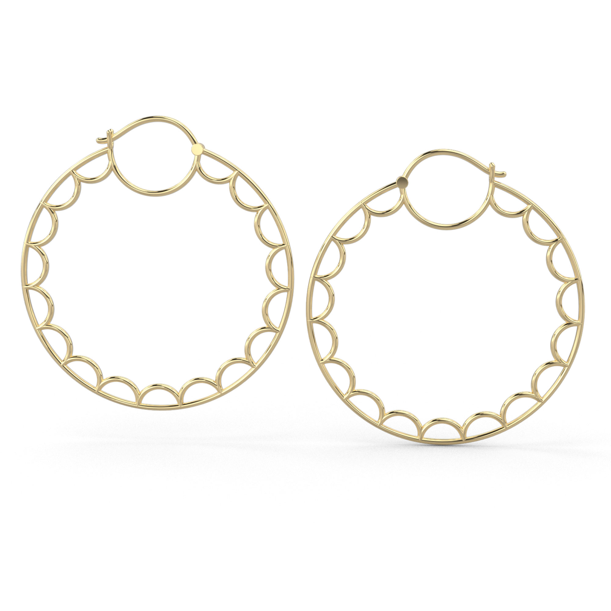 Inside Petal Hoop Earrings Yellow Gold