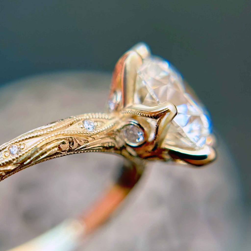 Detail of engraved Engagement Ring