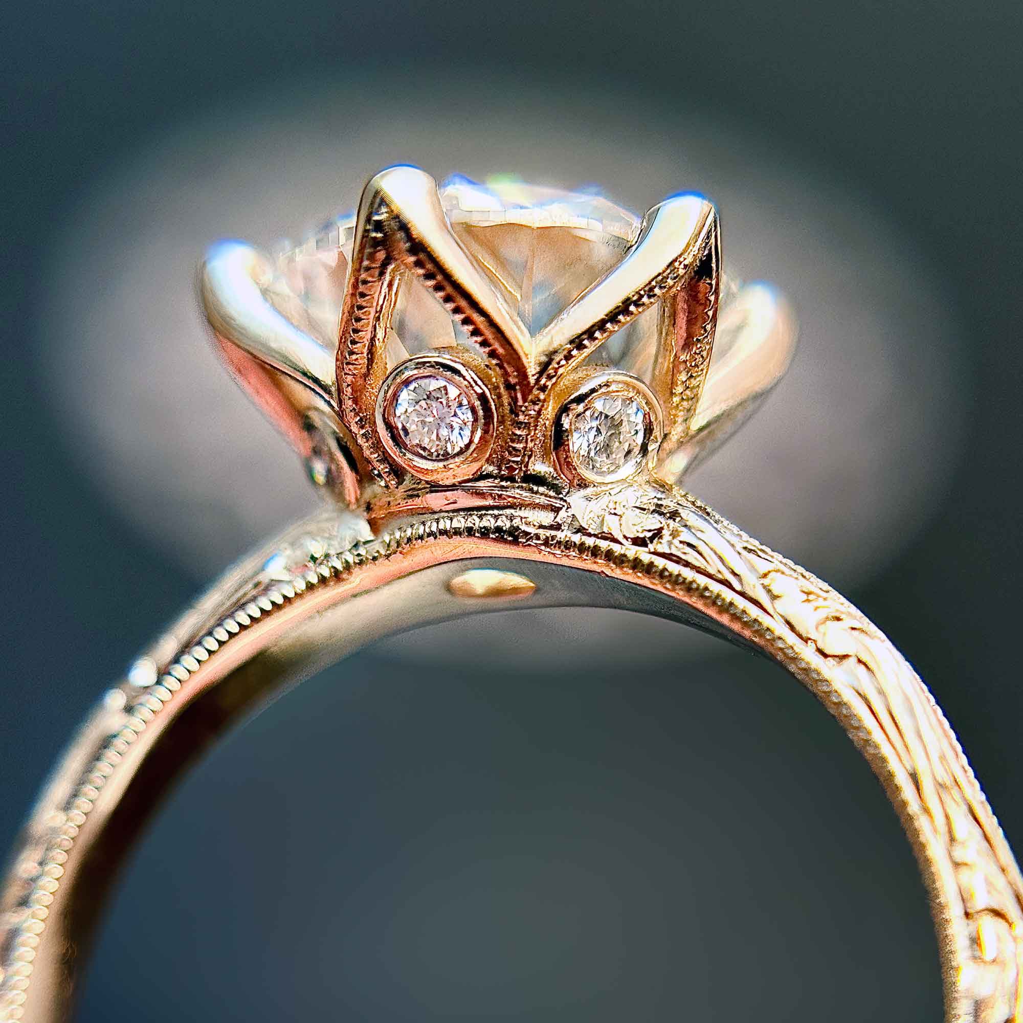 Detail of engraved Engagement Ring