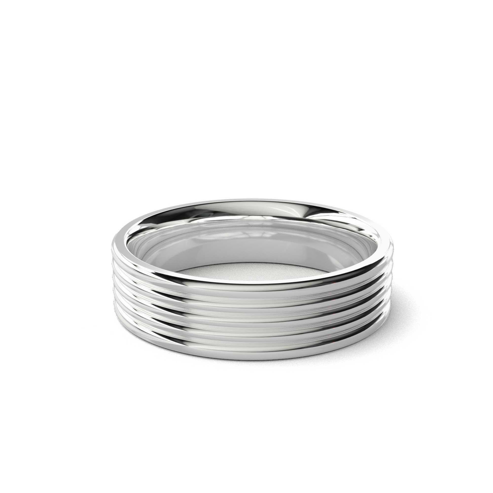 parallel ribs mens wedding band white gold