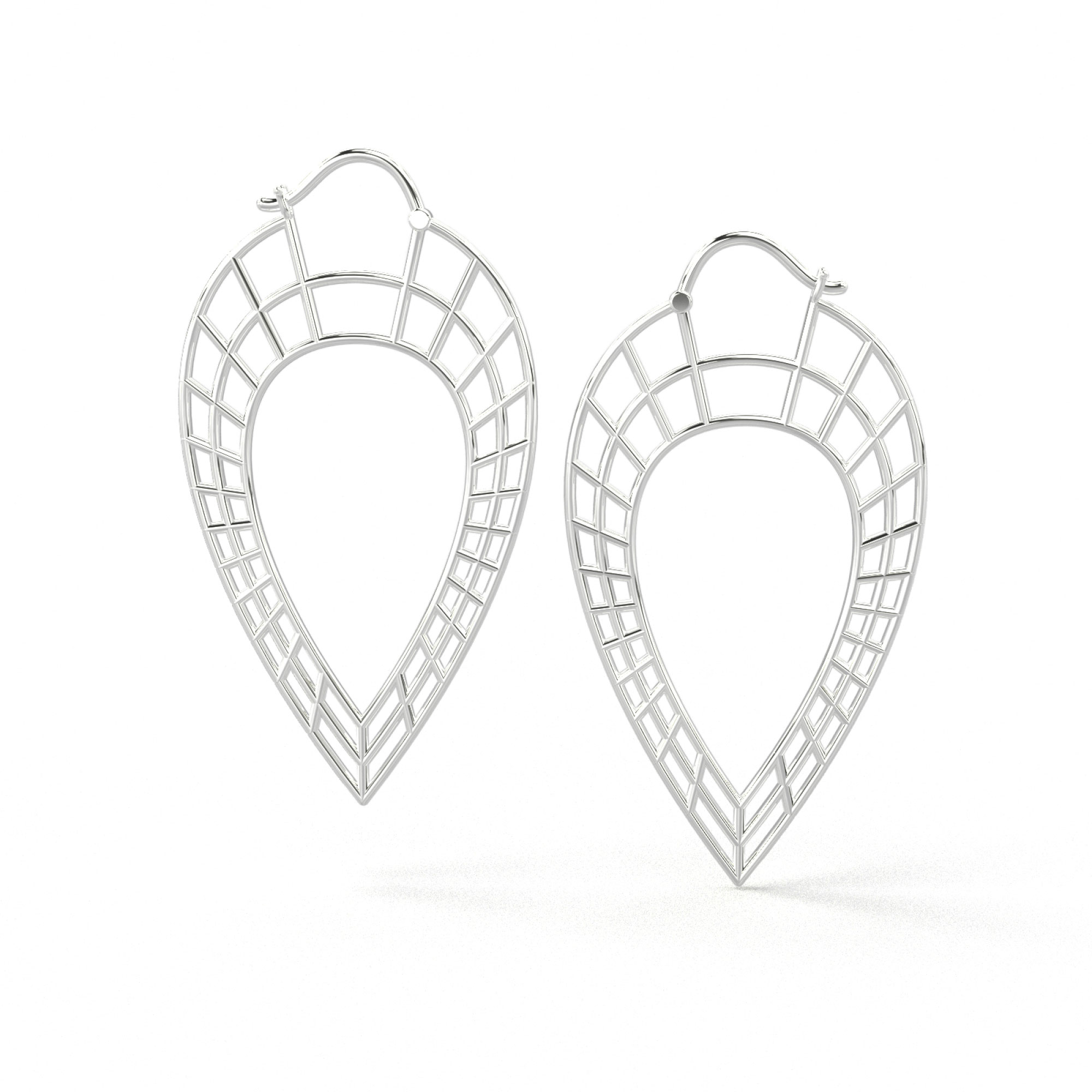 Pear Shaped Hoop Earrings White Gold
