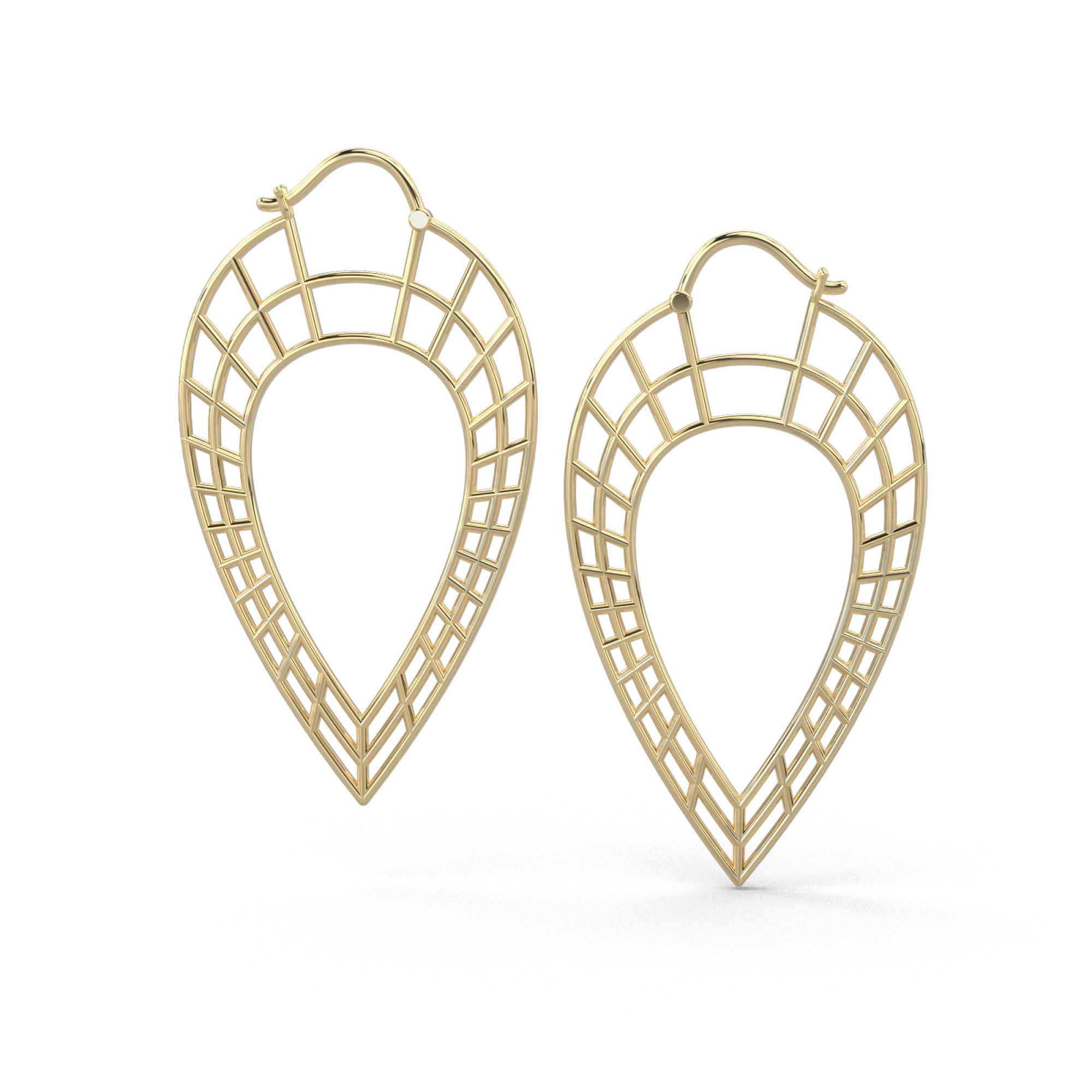 Pear Shaped Hoop Earrings Yellow Gold