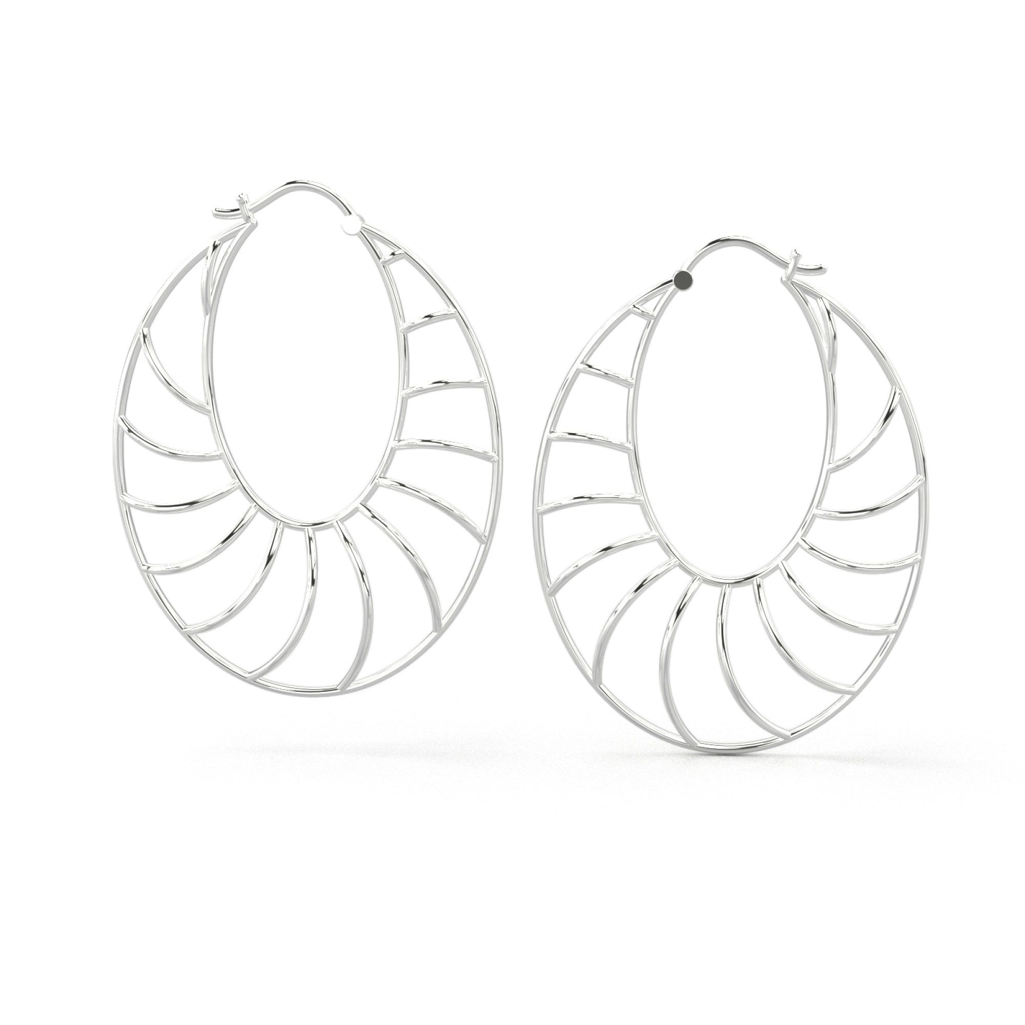 Seashell Hoop Earrings White Gold