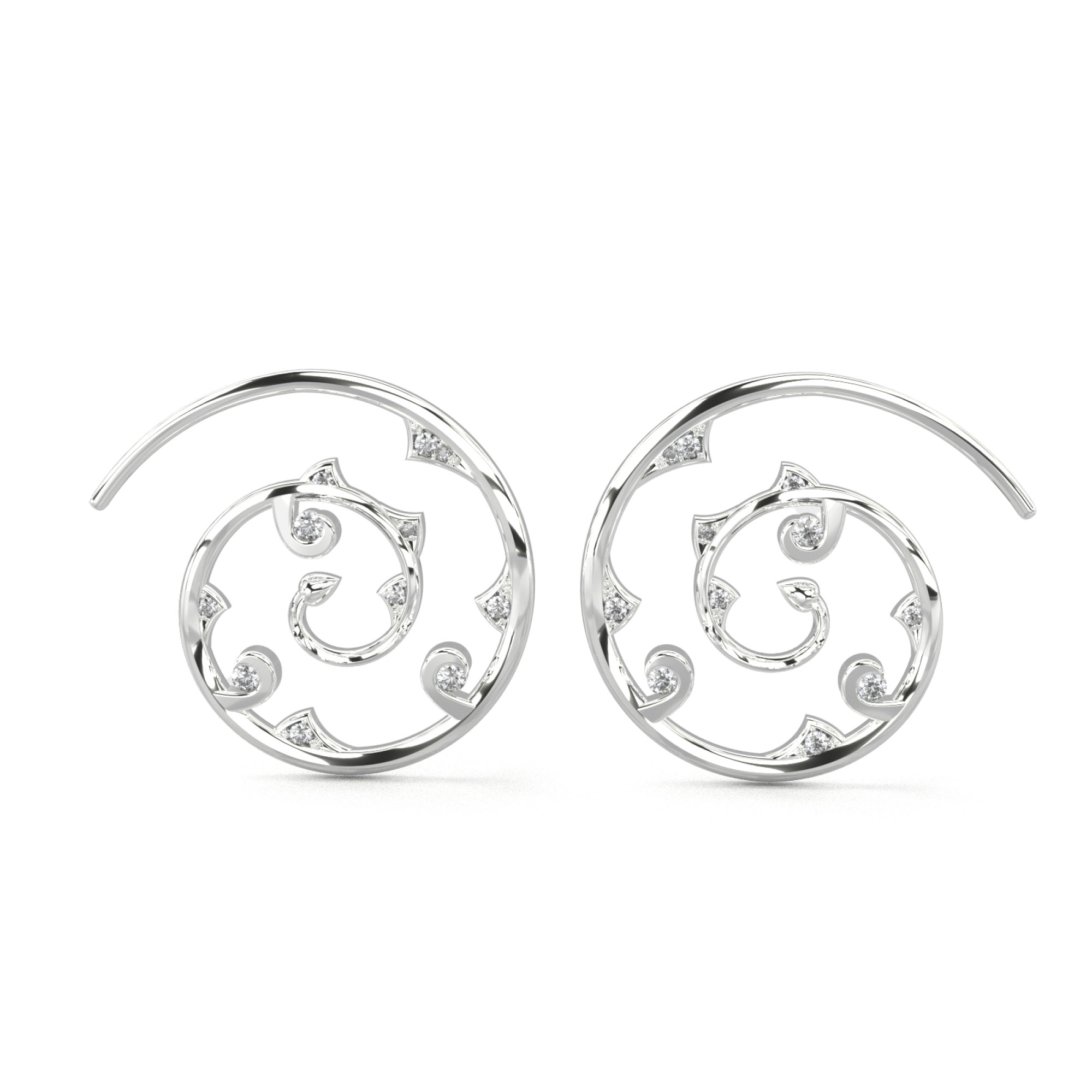 Secret Garden Diamond Hoop Earrings White Gold