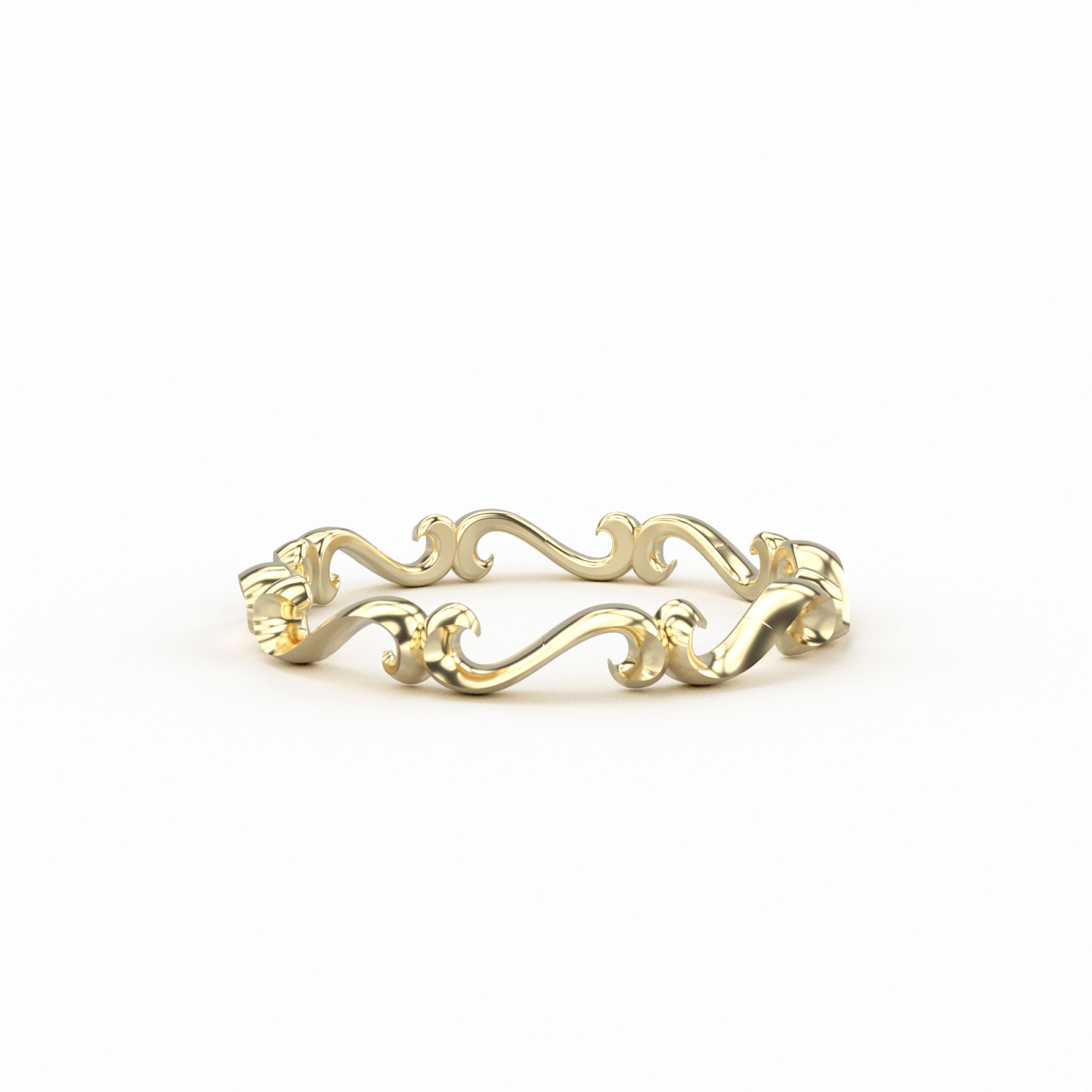 secret garden scroll vine band yellow gold