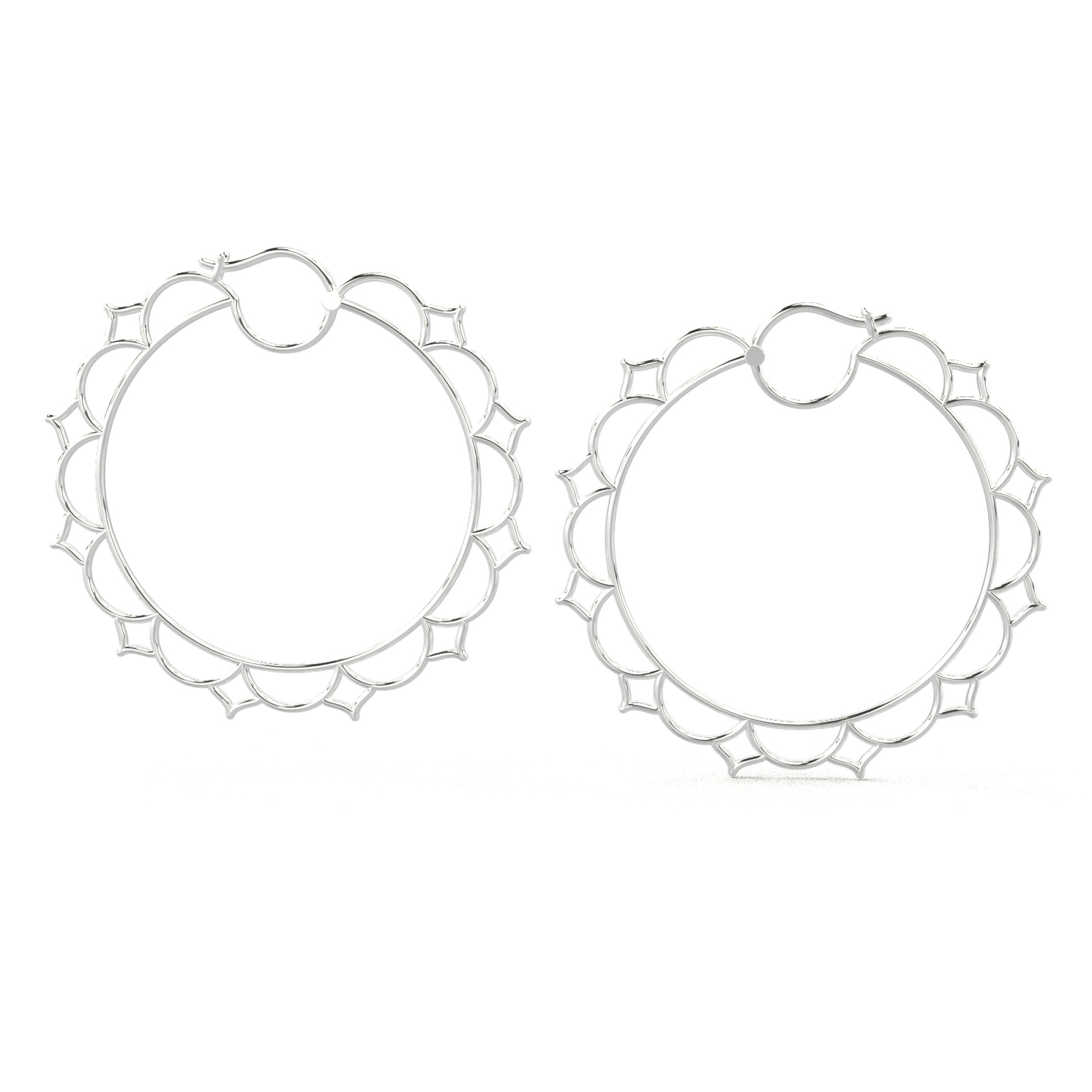 Sunflower Hoop Earrings White Gold