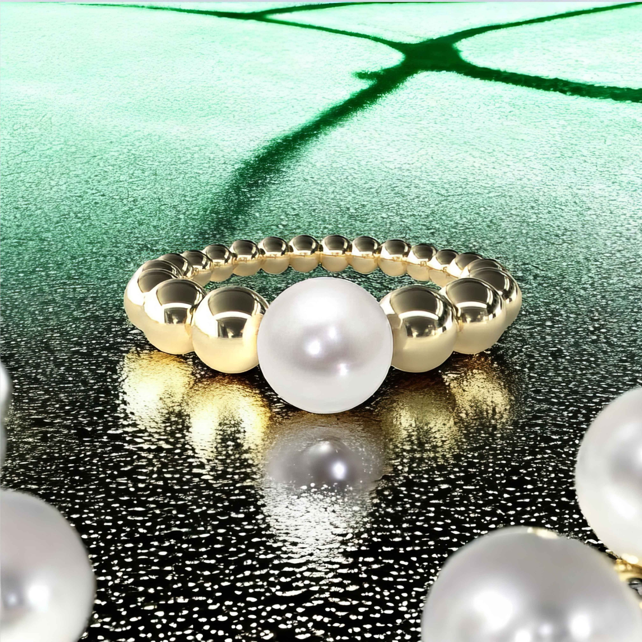 One Of A Kind Dewy Pearl Akoya Ring Yellow Gold