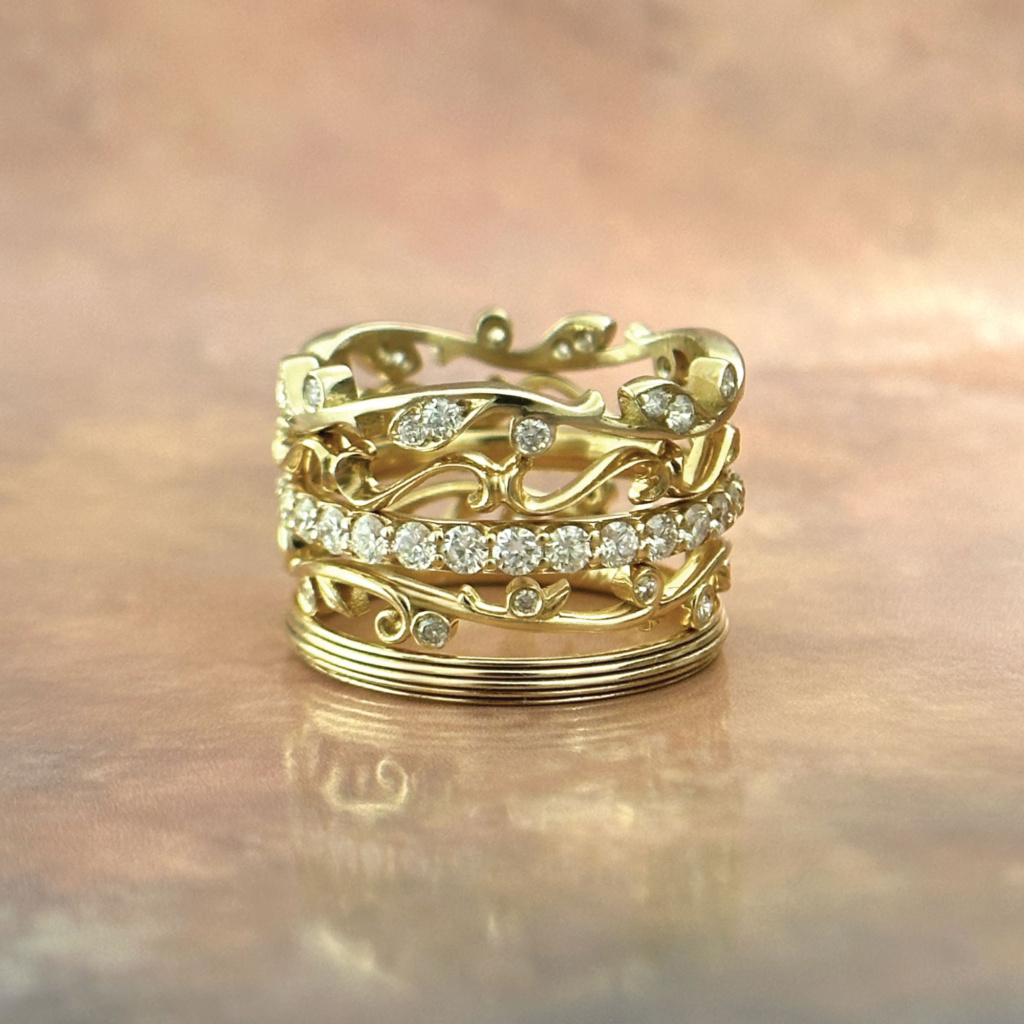 yellow gold stacking rings stack 5