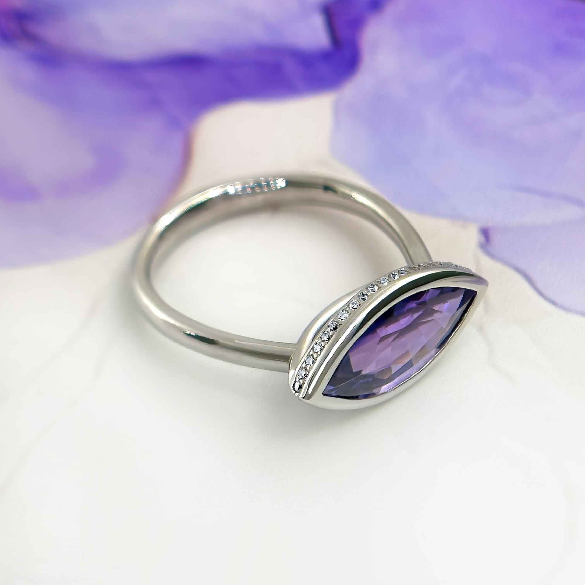 one of a kind purple sapphire and diamond