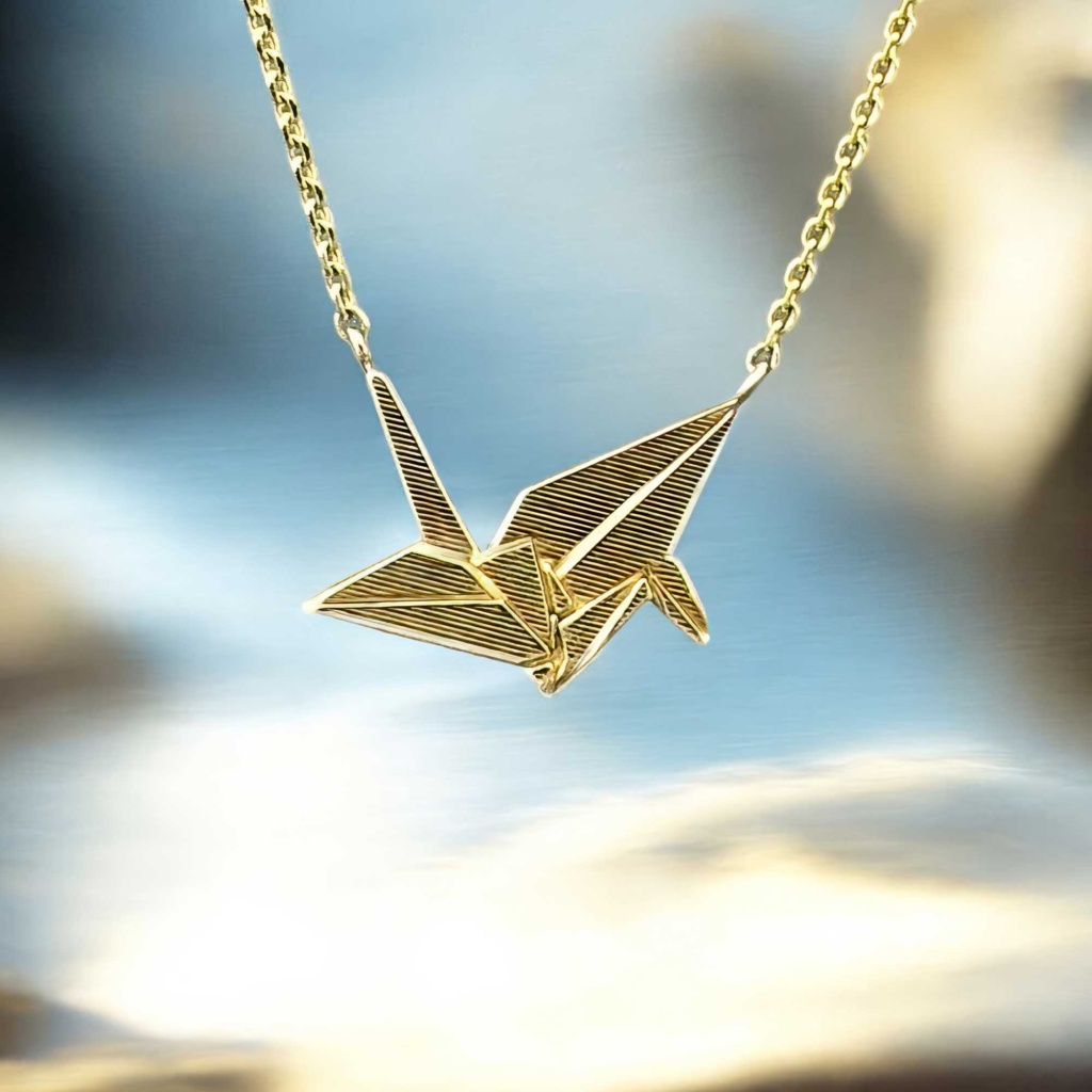 things that fly origami crane pendant necklace
