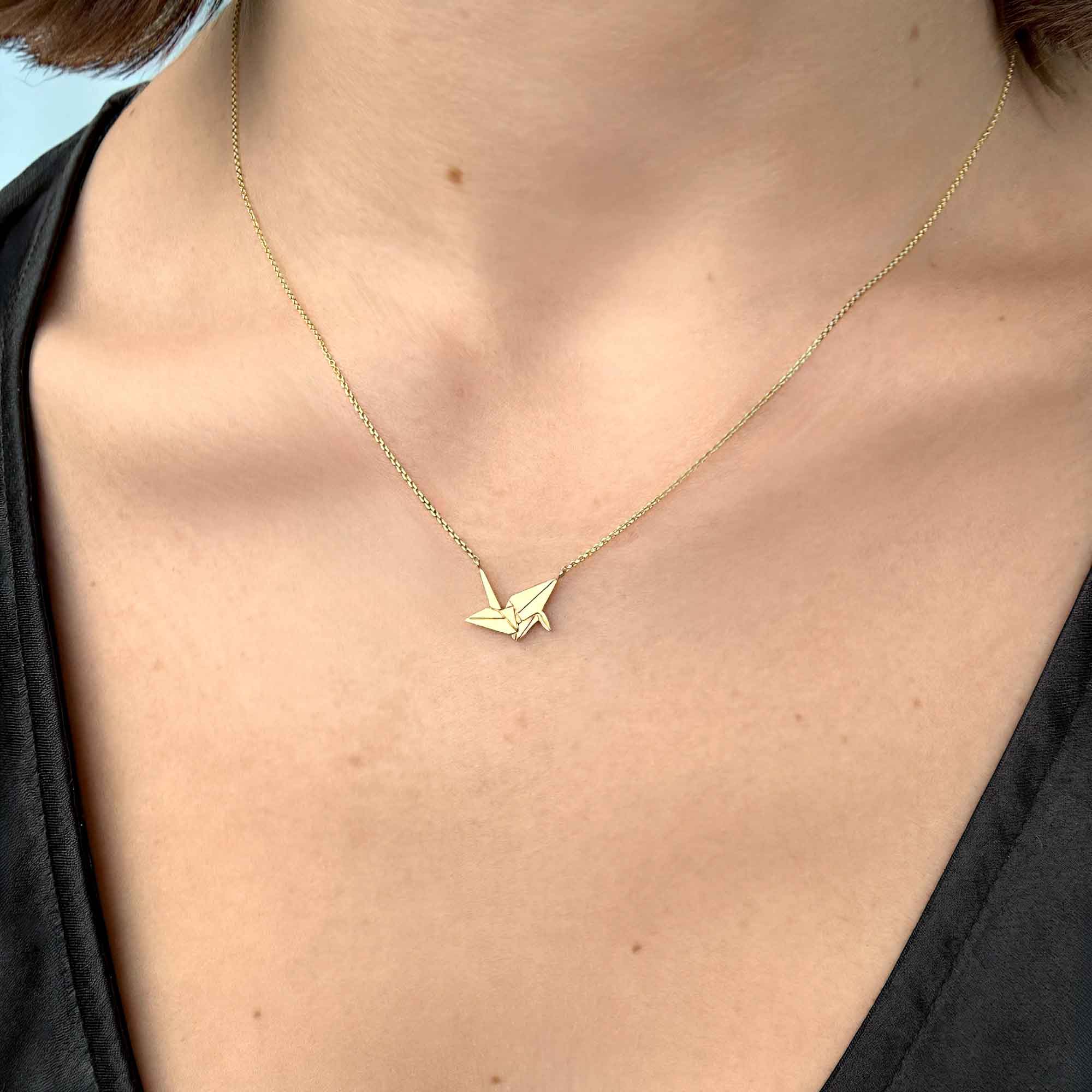 things that fly origami crane pendant necklace