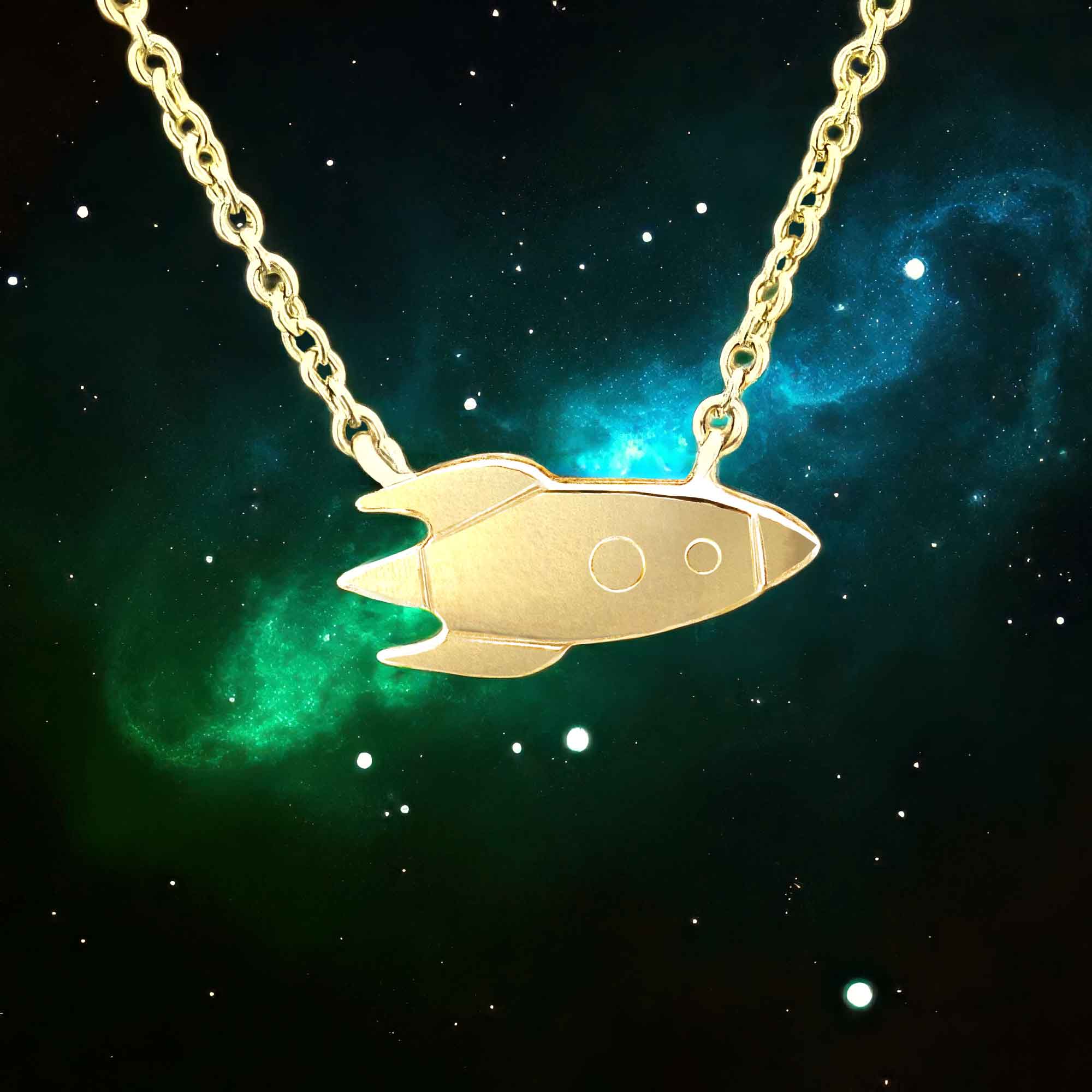things that fly retro rocket pendant necklace