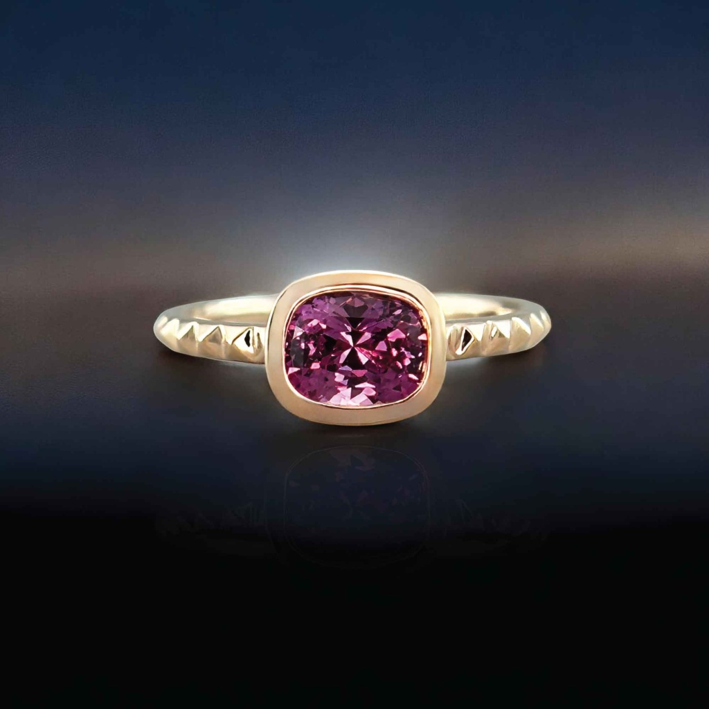 One Of A Kind Pink Sapphire Minimalist Pyramid Ring