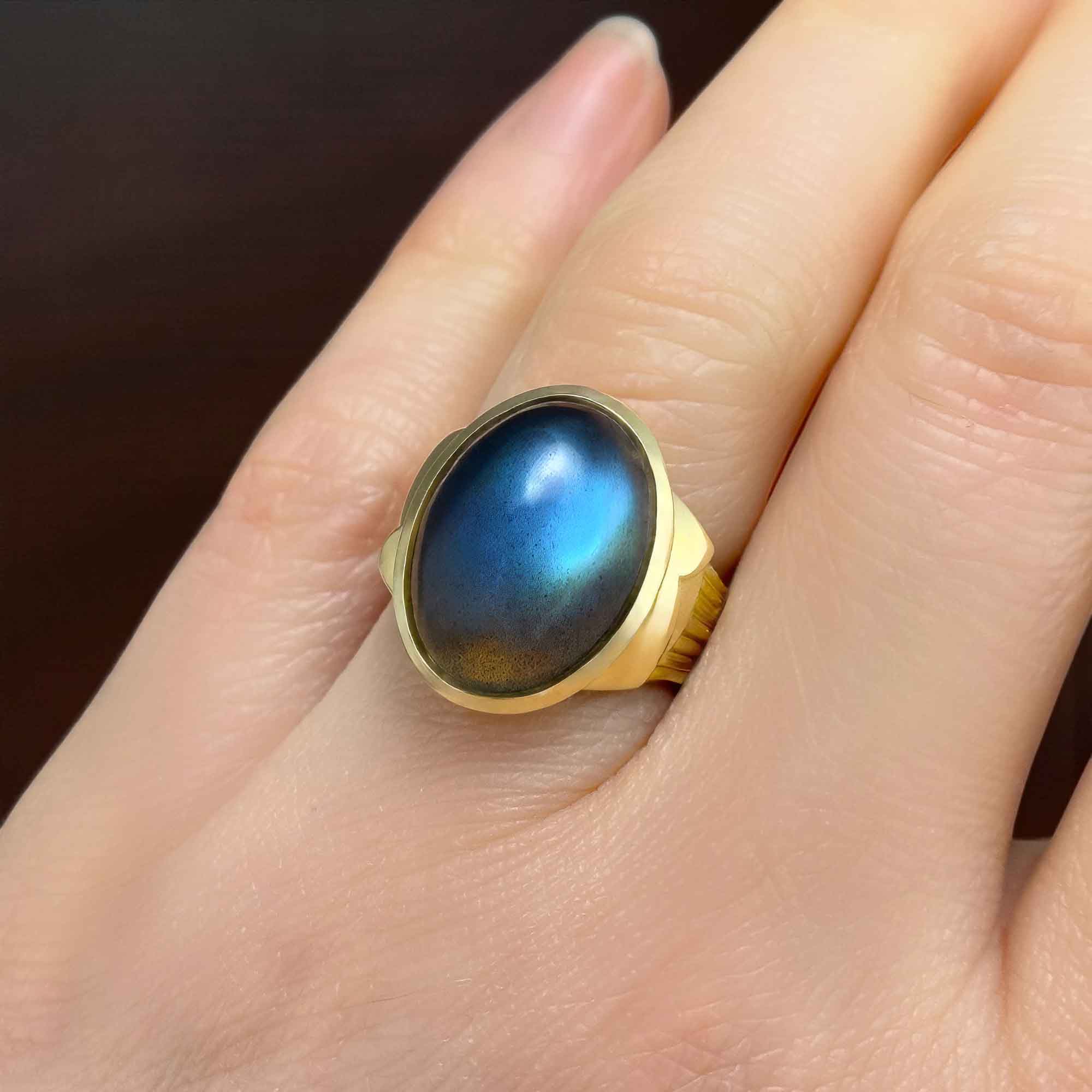 Cloudy with a Chance of Rain Labradorite Ring, On Hand