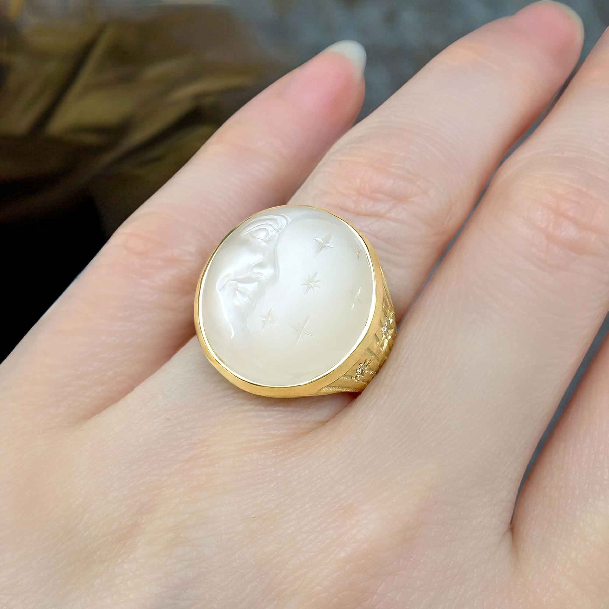 Man in The Moonstone Ring, on Hand